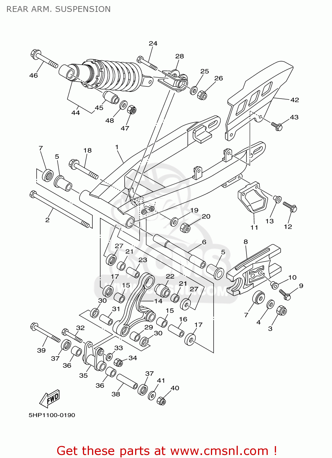 5HP2211000: Rear Arm Comp. Yamaha - buy the 5HP-22110-00 at CMSNL