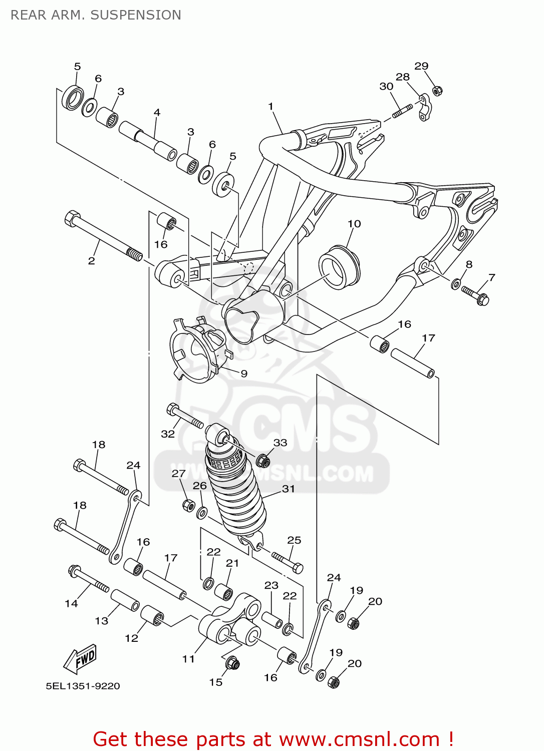 5KS2221060: Shock Absorber Assy, Rear Yamaha - buy the 5KS-22210-60 at ...