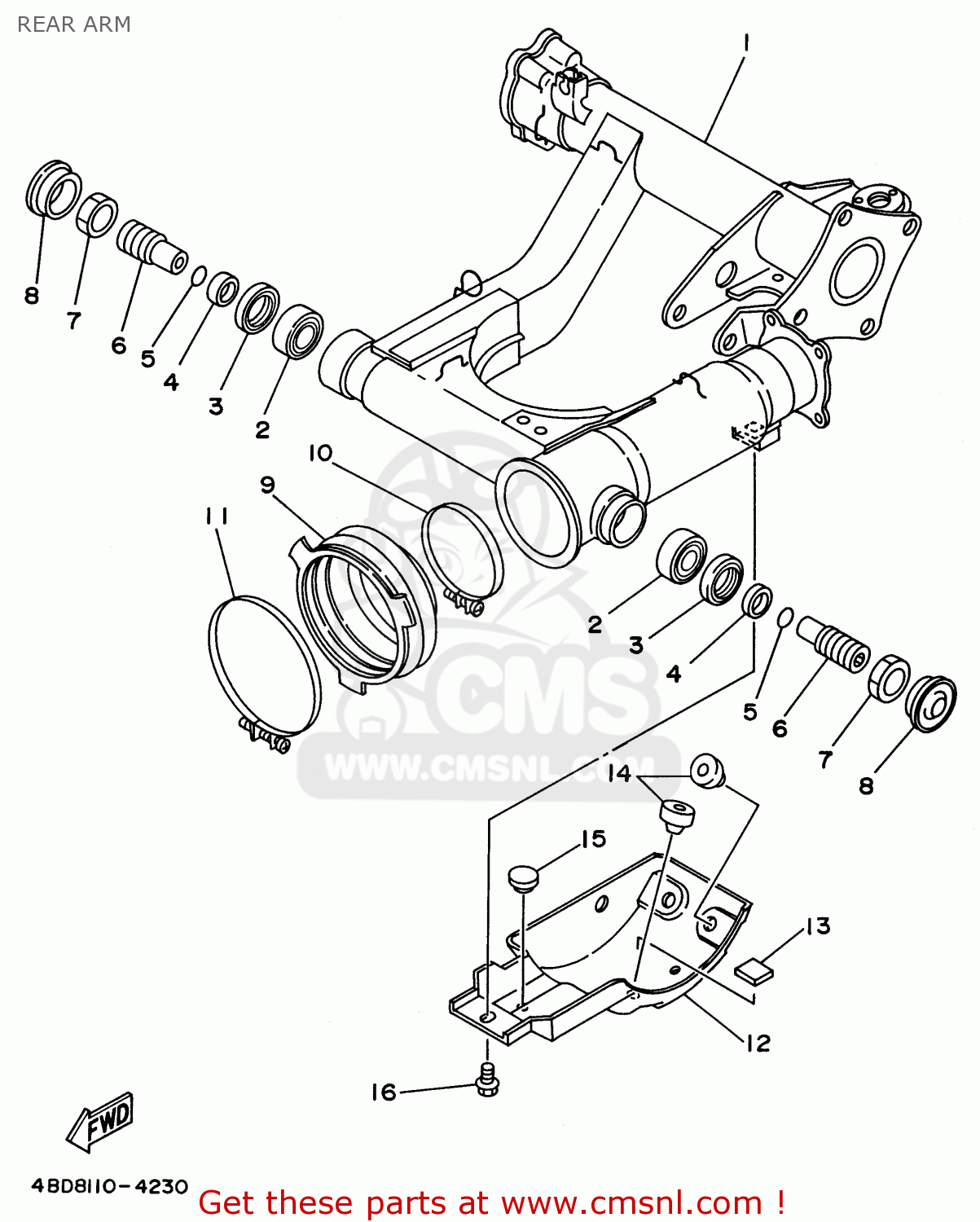 REAR ARM COMP. for YFB250H/UH MAINE NEW HAMPSHIRE 1996 - order at CMSNL