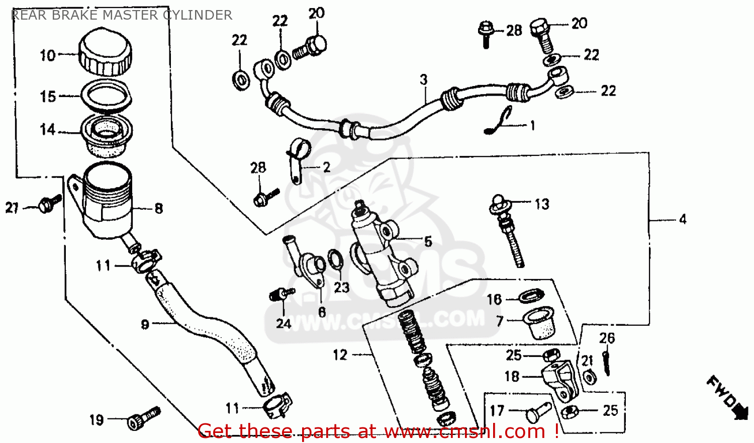 43500MF2016: Cylinder Assy.,rr Honda - buy the 43500-MF2-016 at CMSNL