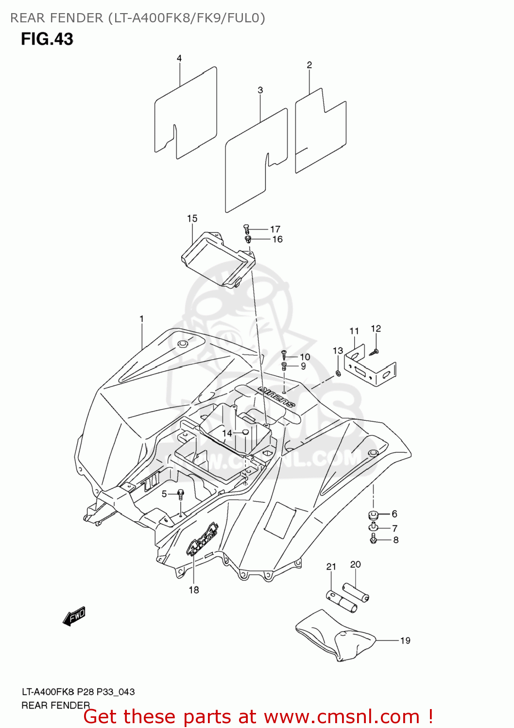 6311127H01YLG: Fender,rear Suzuki - buy the 63111-27H01-YLG at CMSNL