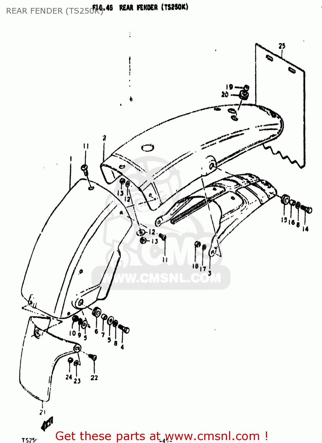 Mud Guard,rear Fender For Ts400 1977 (b) Usa (e03) - Order At Cmsnl