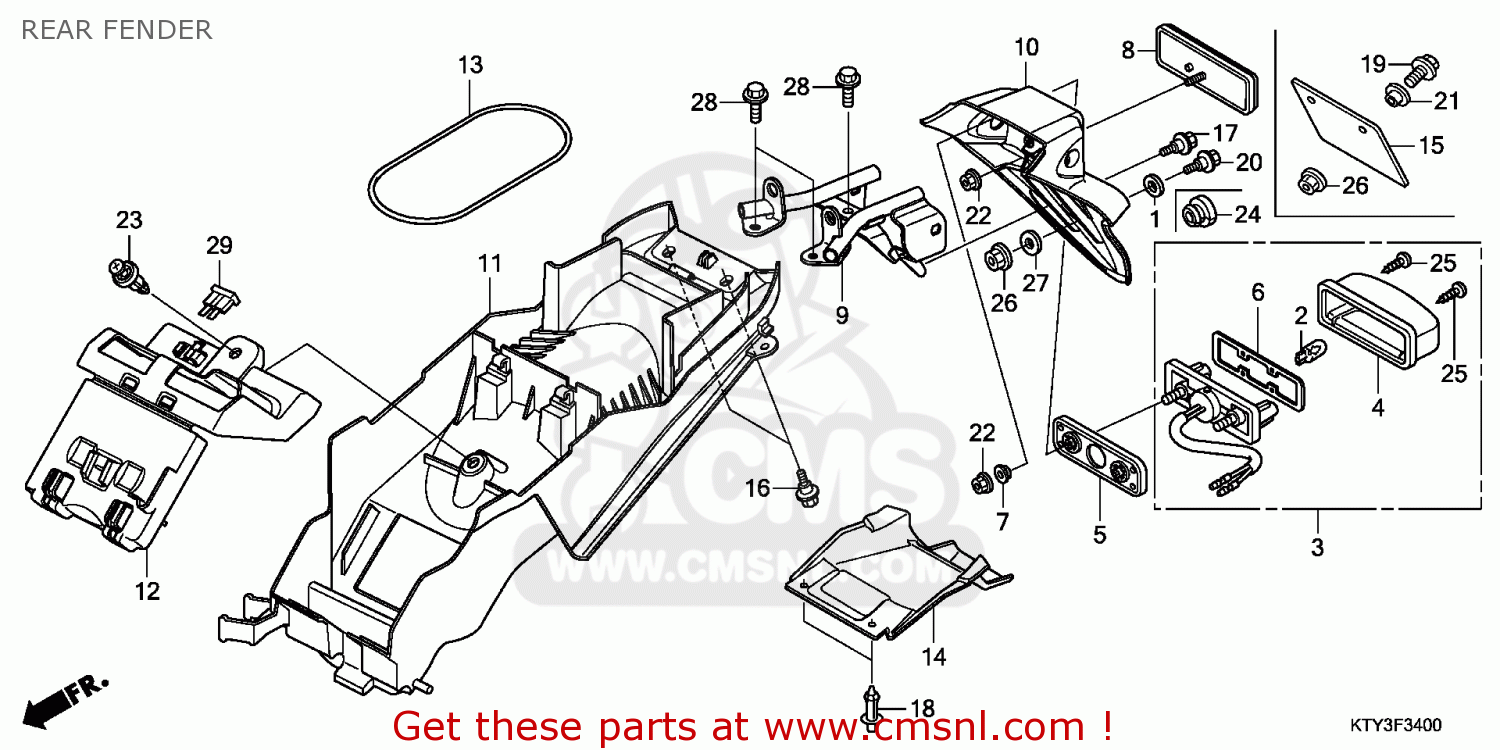 80101KPPT00: Fender,rear B Honda - Buy The 80101-KPP-T00 At CMSNL