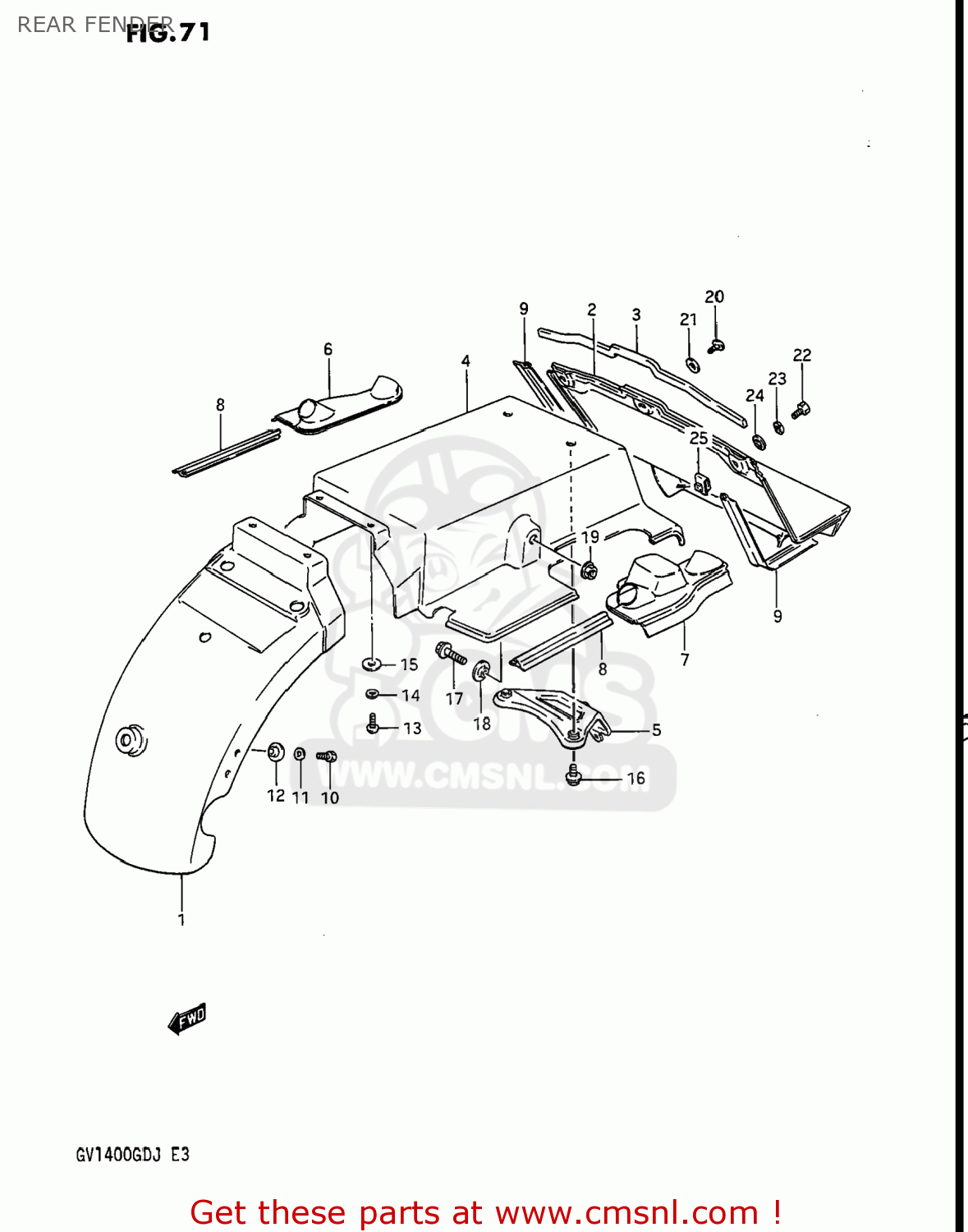 6311324A0012S: Fender,rear Suzuki - buy the 63113-24A00-12S at CMSNL