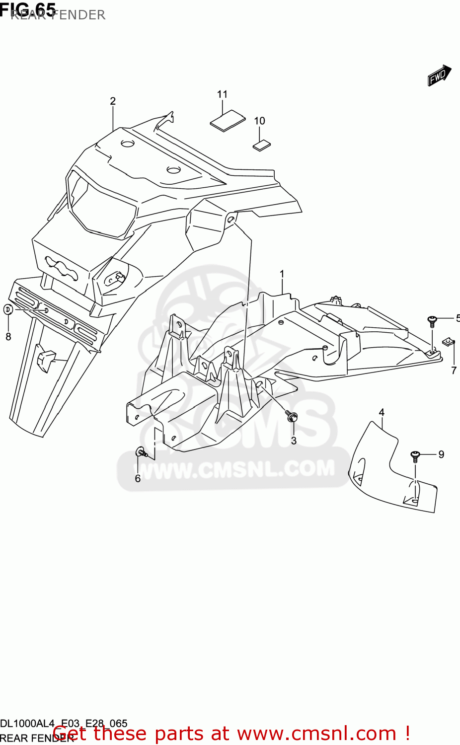 6311231J00291: Fender,rear Rear Suzuki - buy the 63112-31J00-291 at CMSNL