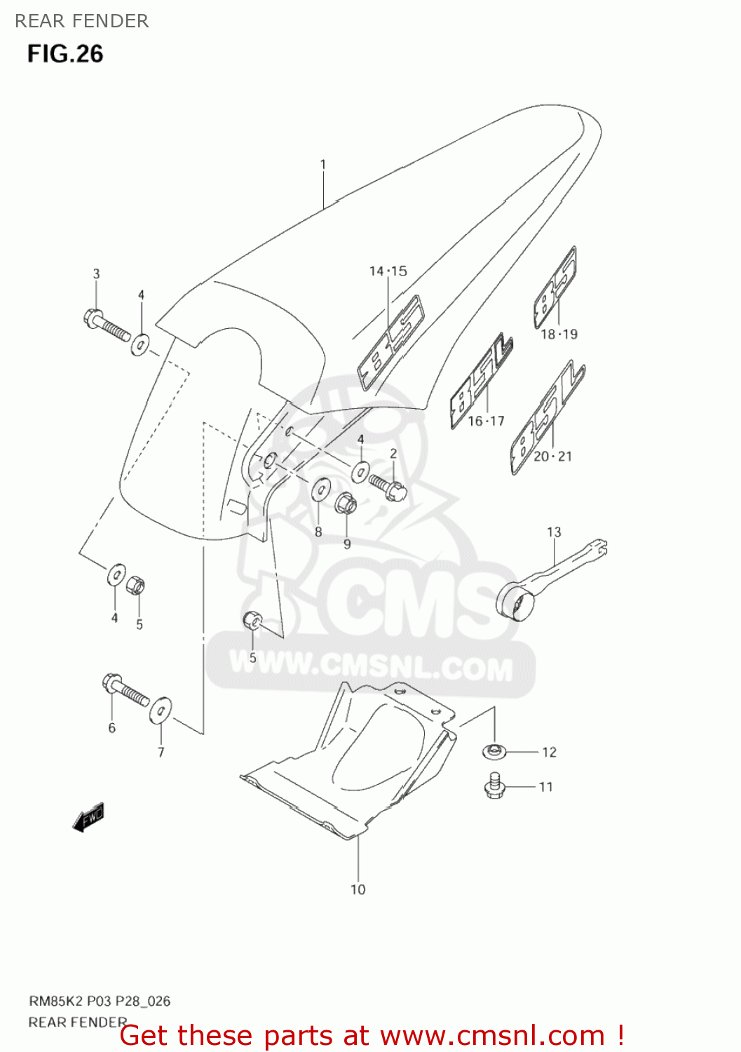 6311103B60YU1: Fender,rr Suzuki - buy the 63111-03B60-YU1 at CMSNL