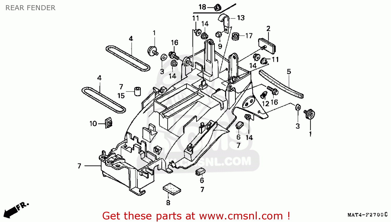 80100MAT670: Fender,rear Honda - buy the 80100-MAT-670 at CMSNL