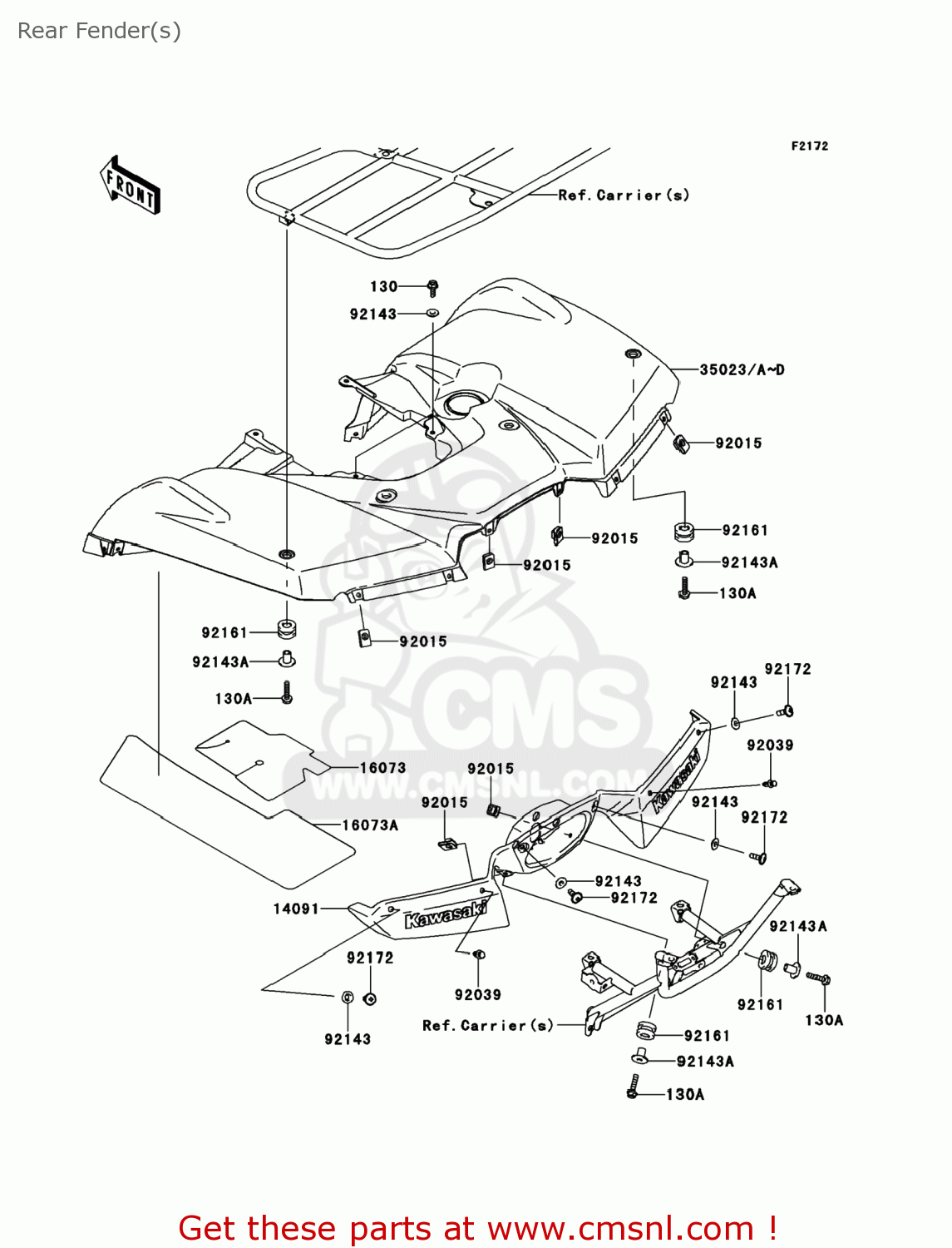 Kawasaki FENDER-REAR,D.R.RED 35023005016L Kawasaki FENDER-REAR,D.R.RED 35023005016L