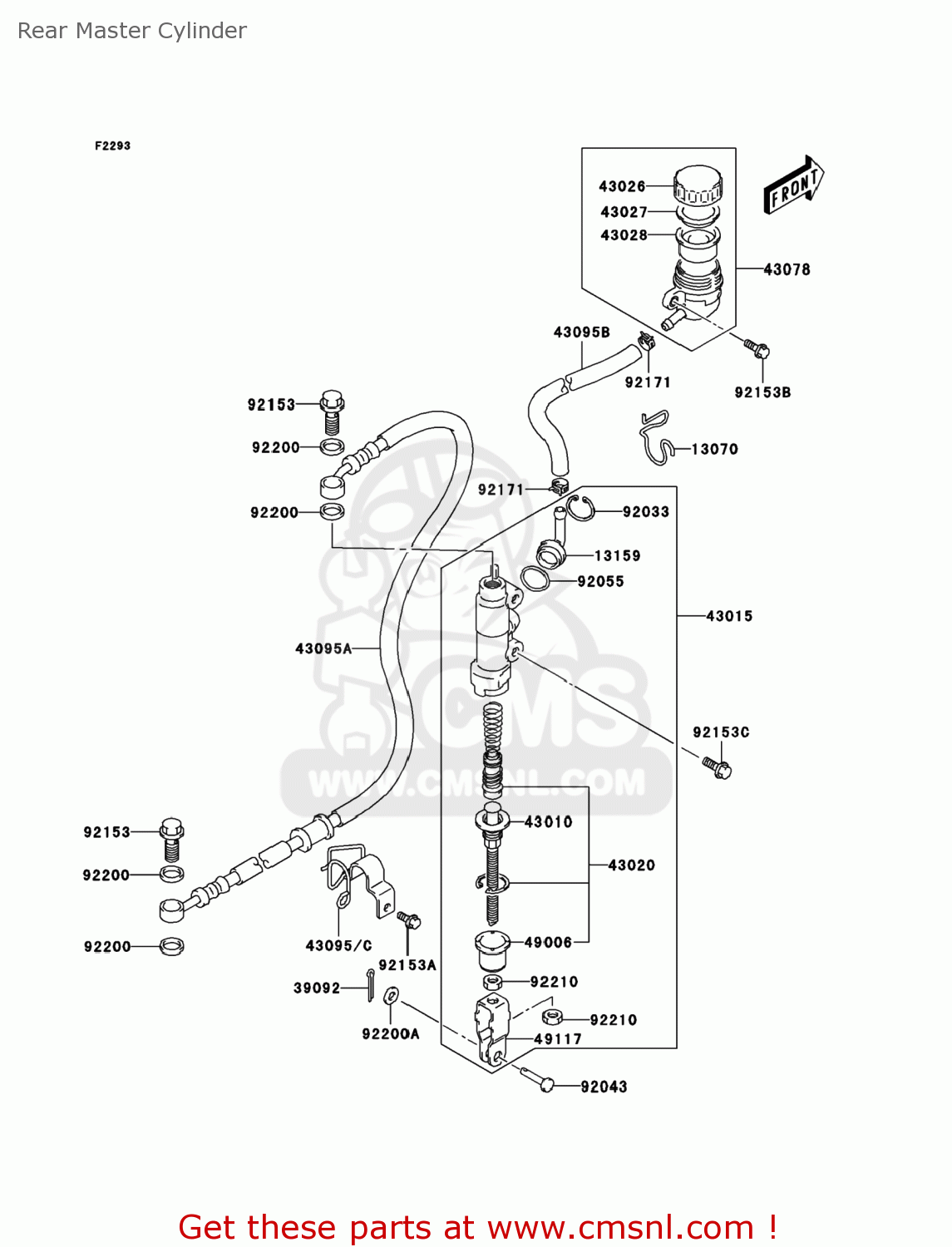 Kawasaki BOLT,REAR MASTER CYLI 92153S260 Kawasaki BOLT,REAR MASTER CYLI 92153S260