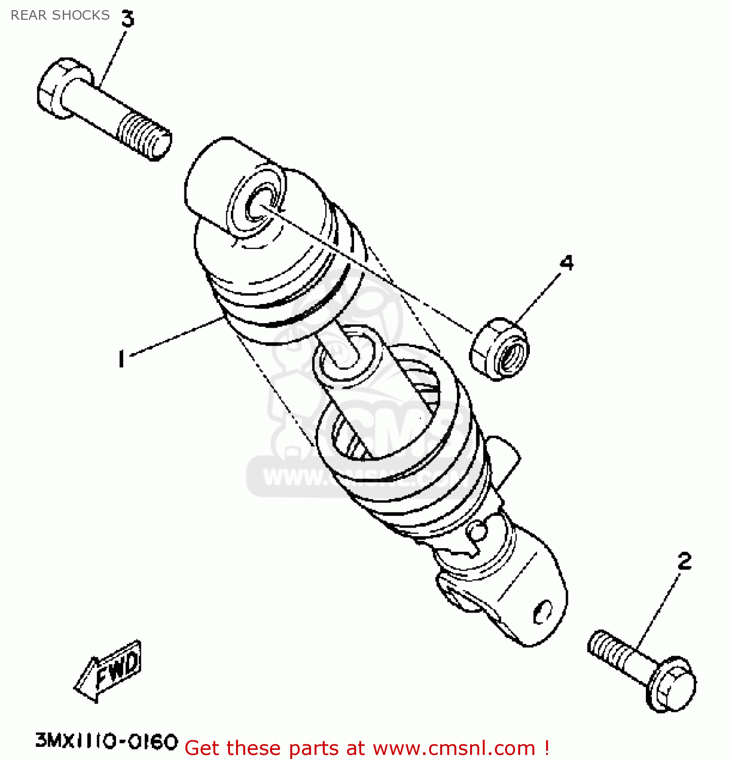 SHOCK ABSORBER ASSY, REAR for CW50TA ZUMA 1990 order at CMSNL