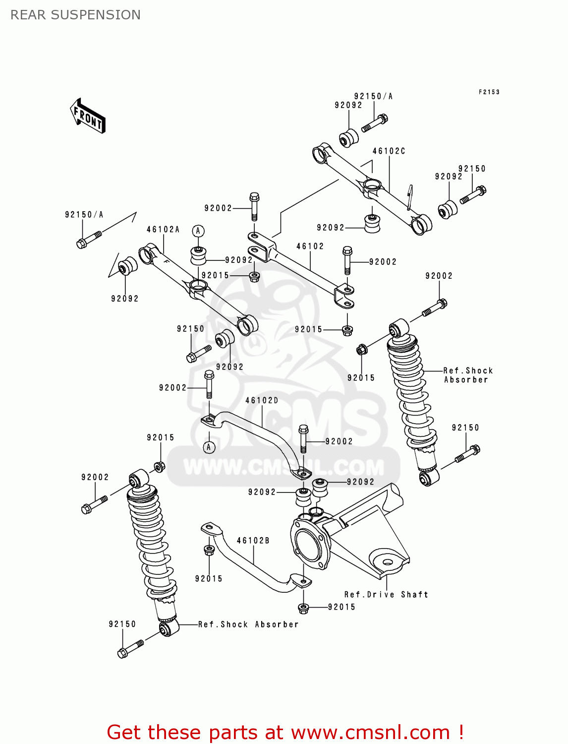 461021243: Rod,suspension,rr,rh, Kawasaki - buy the 46102-1243 at CMSNL