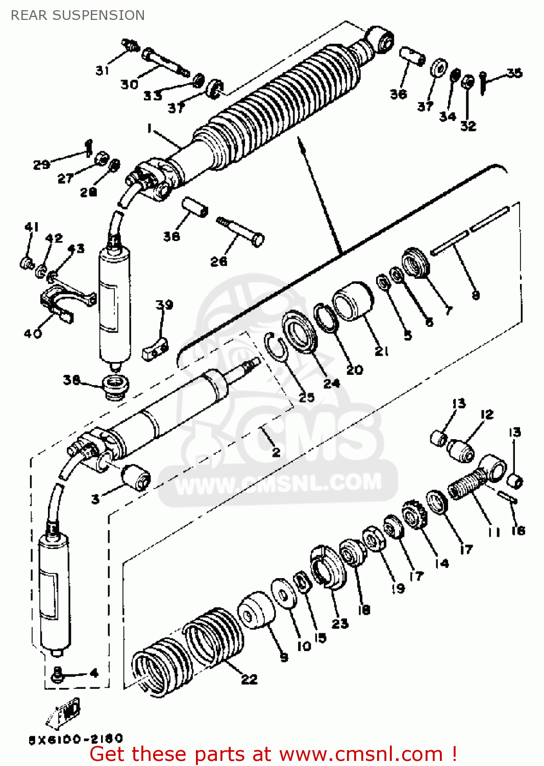 SHOCK ABSORBER ASSEMBLY, REAR for YZ490 COMPETITION 1982 (C) USA
