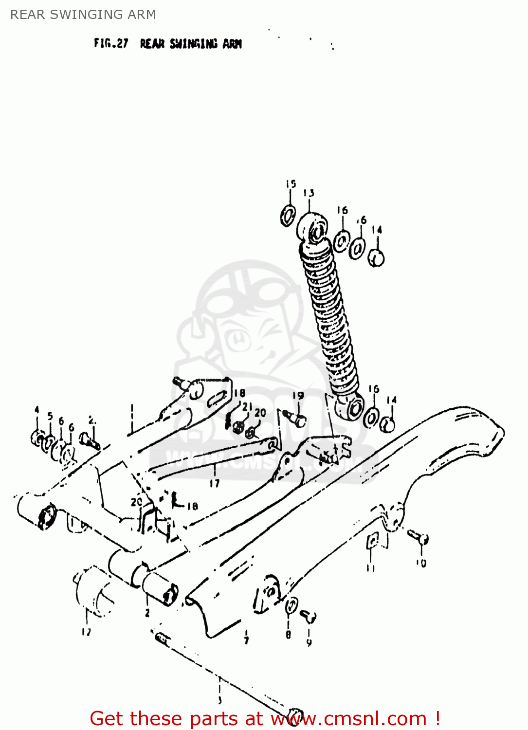 SWING ARM ASSEMBLY,REAR for DS80 1978 (C) USA (E03) order at CMSNL