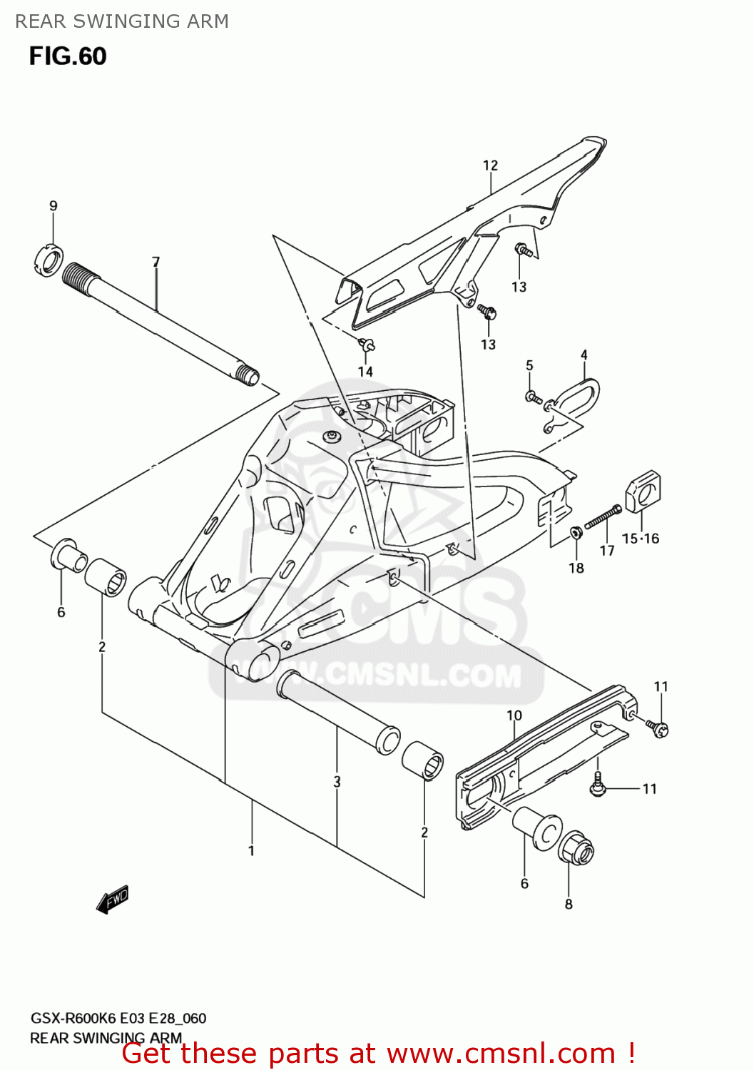 6121101H00: Shaft,rr Swingingarm Pivot Suzuki - Buy The 61211-01H00 At ...