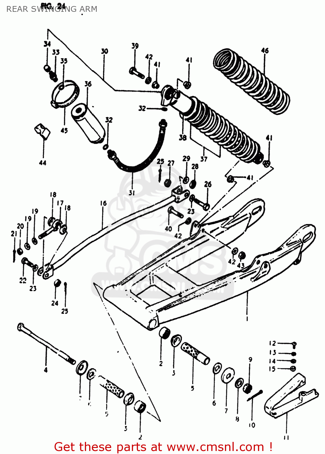 SWING ARM ASSEMBLY,REAR for RM400 1980 (T) USA (E03) order at CMSNL