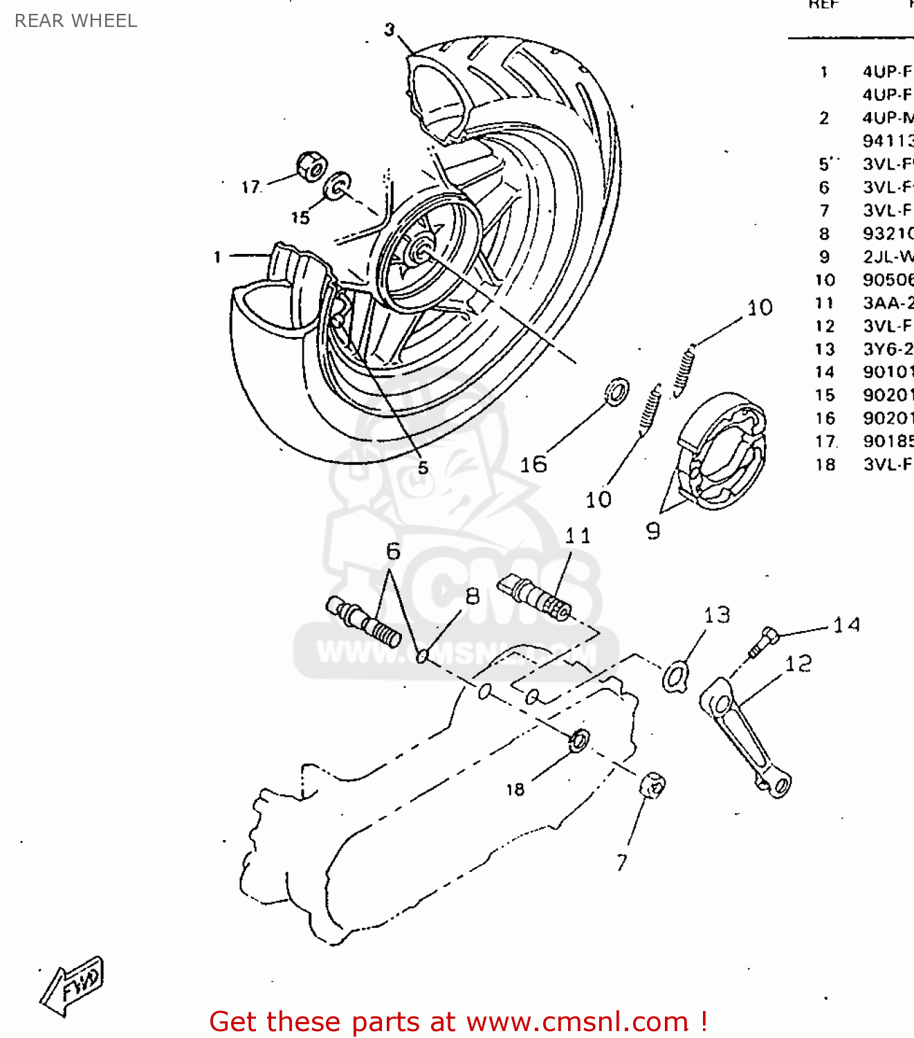4UPF533830: Cast Wheel, Rear Yamaha - buy the 4UP-F5338-30-00 at CMSNL