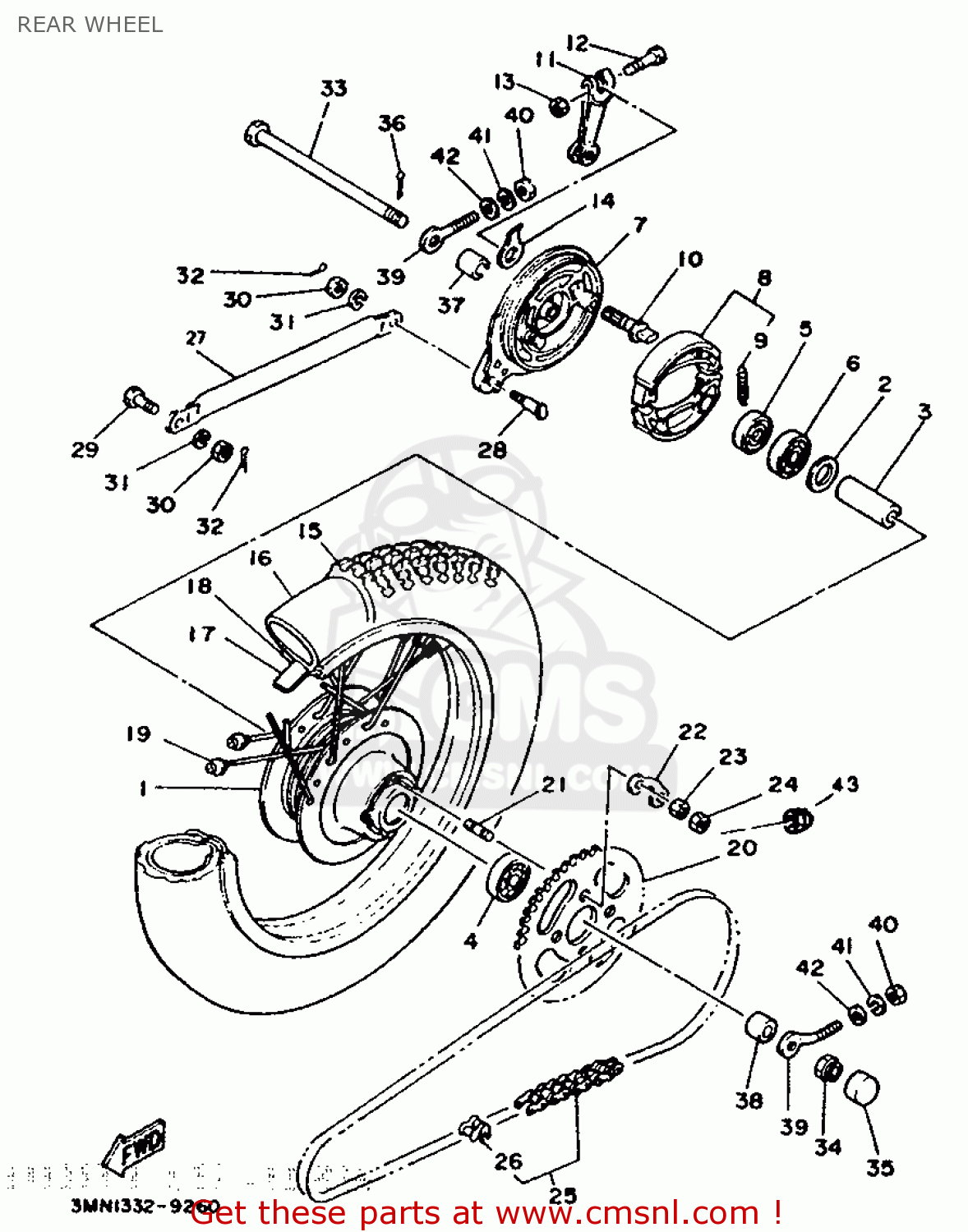 5T8F538100: Axle, Wheel Yamaha - buy the 5T8-F5381-00-00 at CMSNL