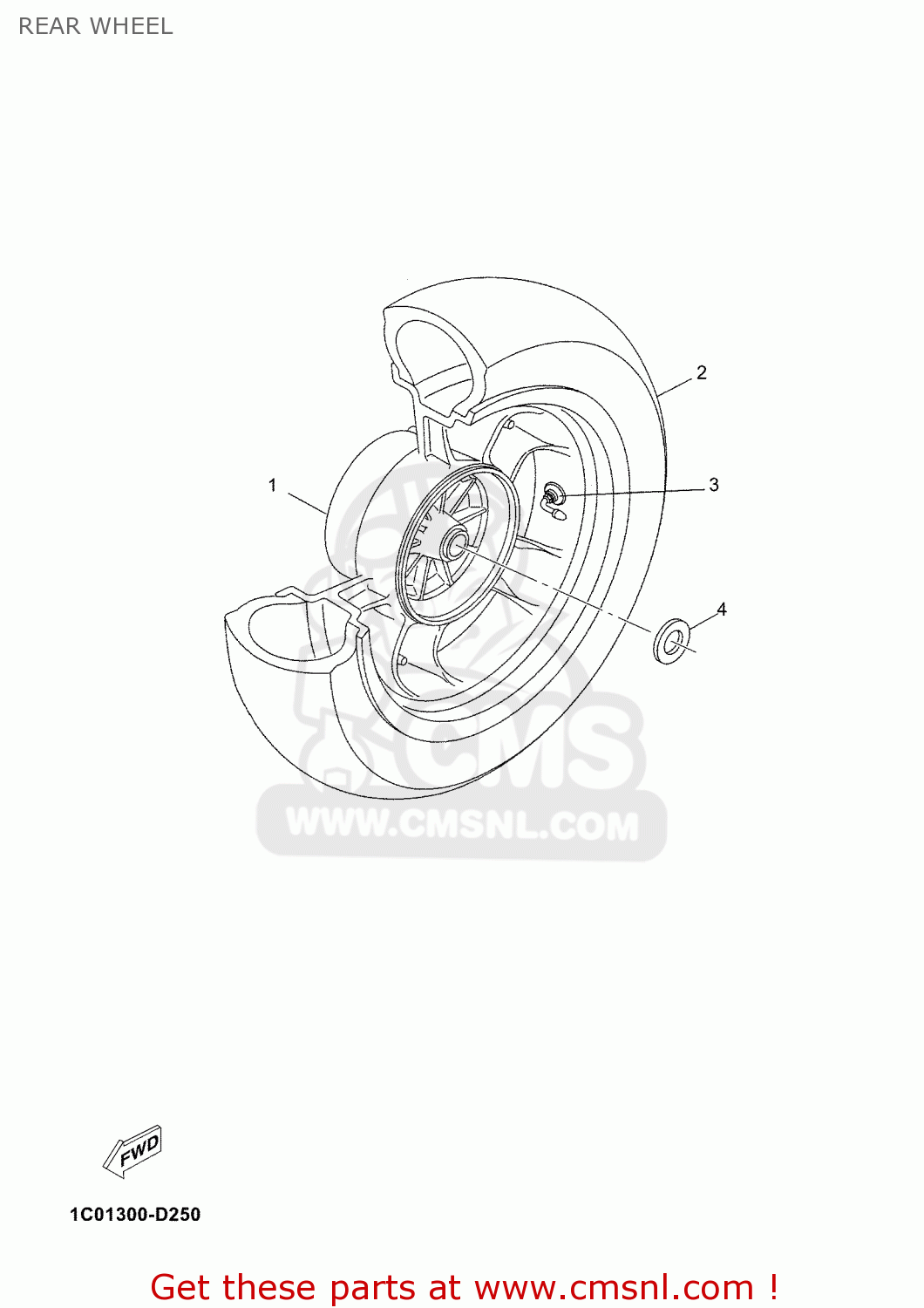 1B9F533810: Cast Wheel, Rear Yamaha - buy the 1B9-F5338-10 at CMSNL