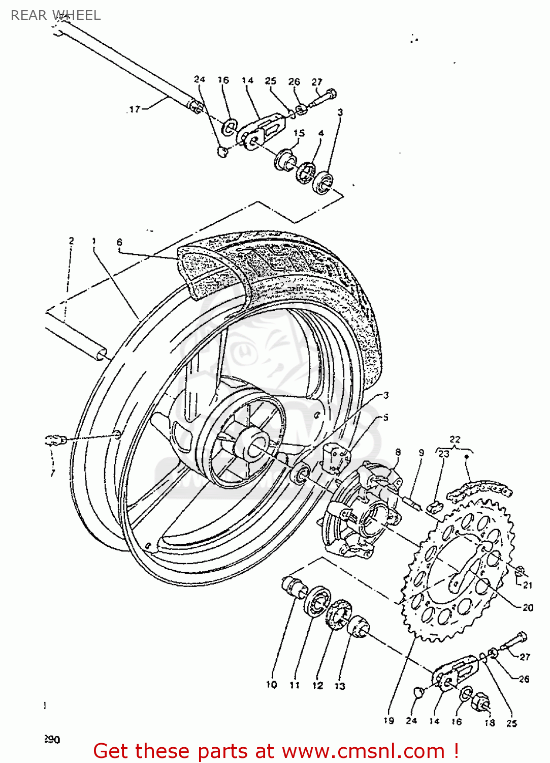 3SHF53380033: Cast Wheel, Rear Yamaha - buy the 3SH-F5338-00-33 at CMSNL