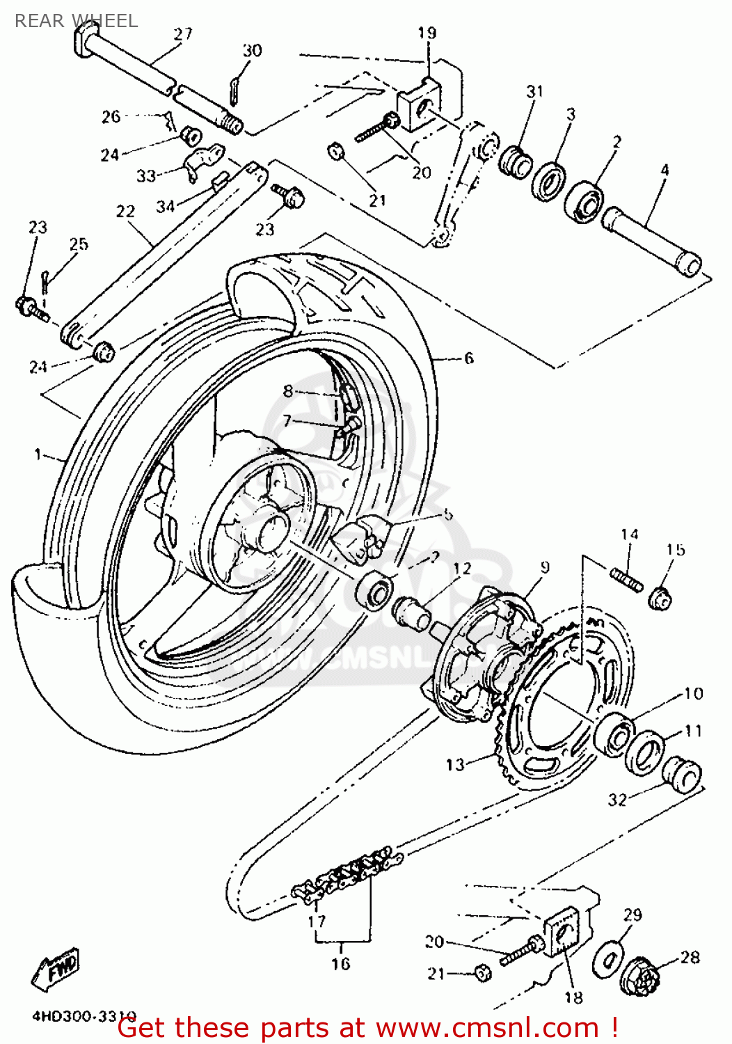 4FM2533800UA: Cast Wheel, Rear Yamaha - buy the 4FM-25338-00-UA at CMSNL