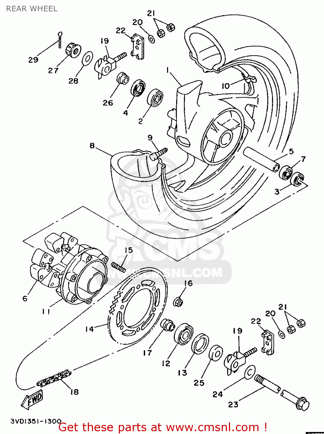 3VD25338007B: Cast Wheel, Rear Yamaha - buy the 3VD-25338-00-7B at CMSNL