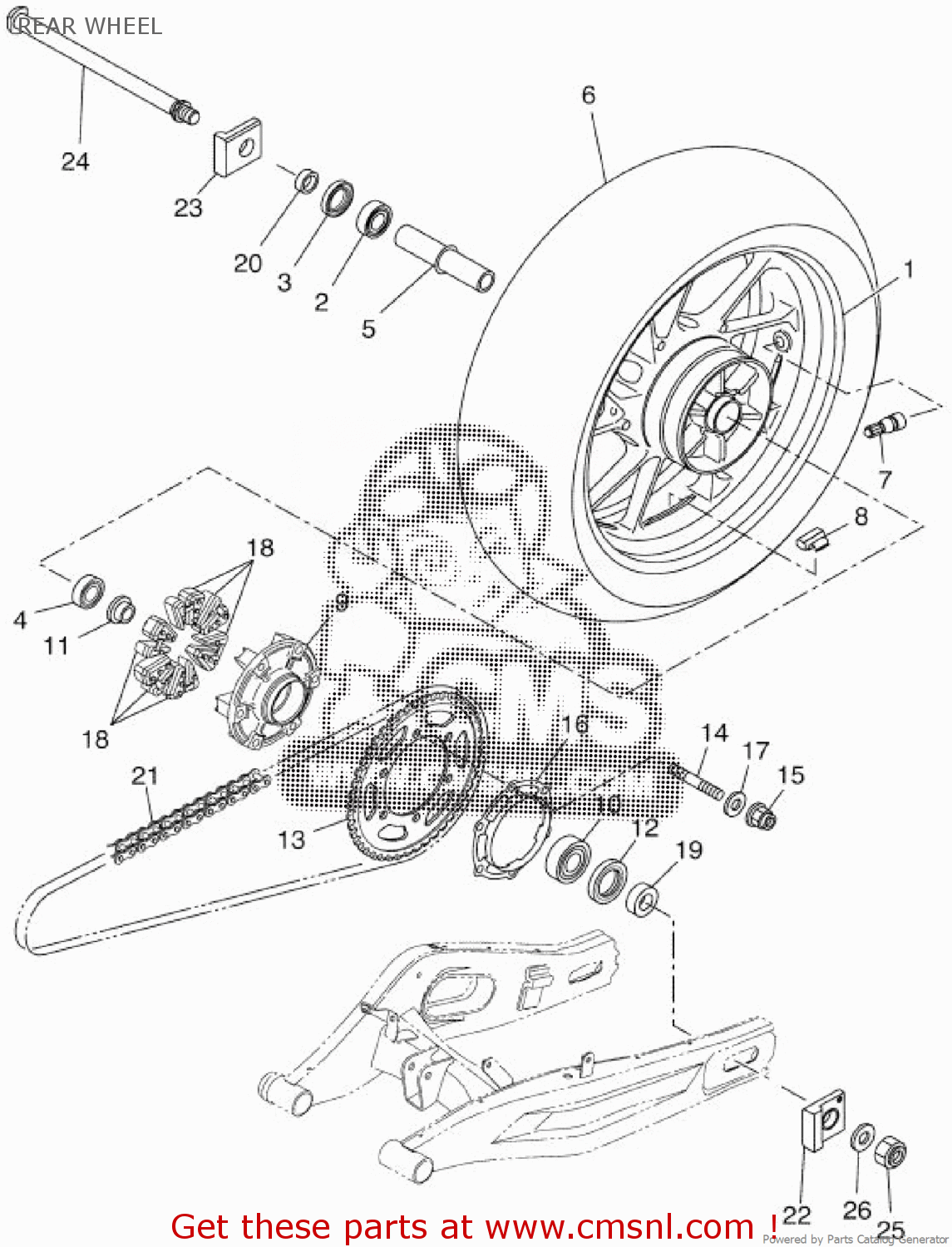 B0KF533800: Cast Wheel, Rear Yamaha - buy the B0K-F5338-00-00 at CMSNL