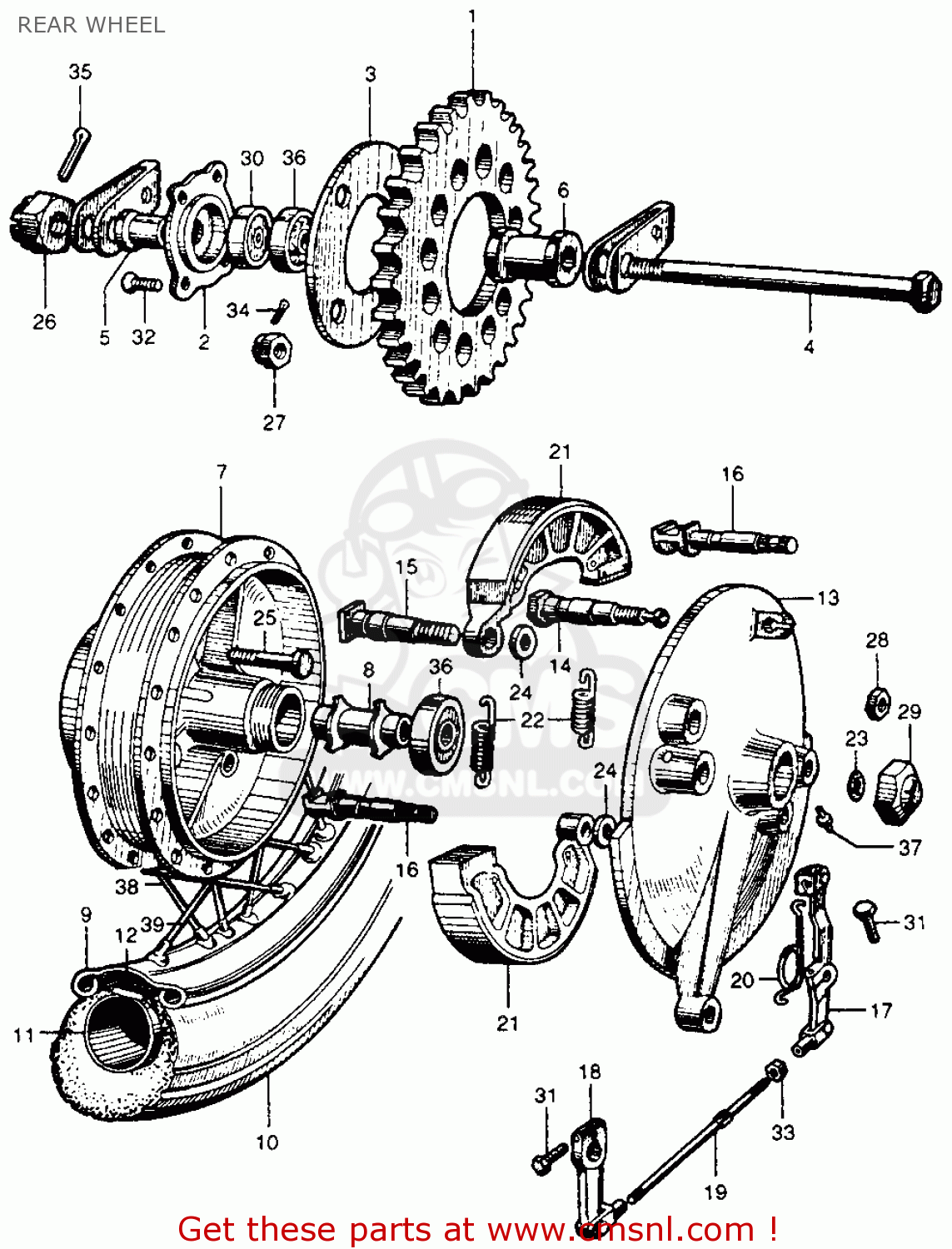 SPROCKET 36T for CB77 SUPER HAWK 1961 USA - order at CMSNL