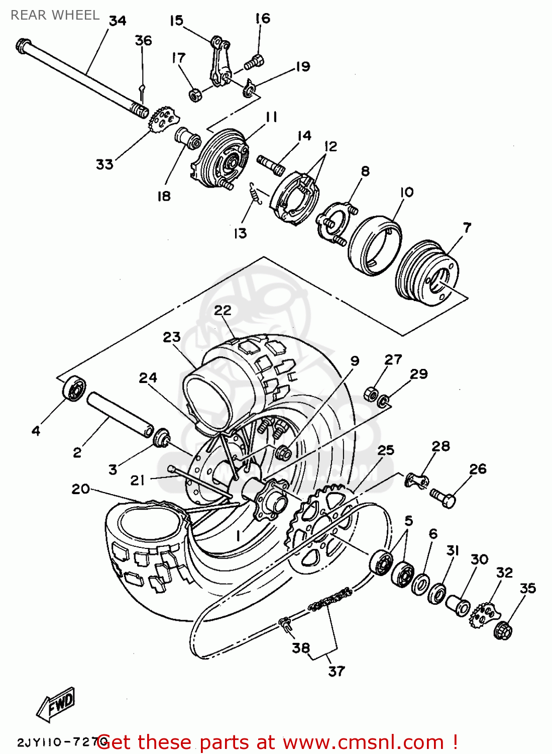 HUB, REAR for TW200 TRAILWAY 1996 (T) USA - order at CMSNL