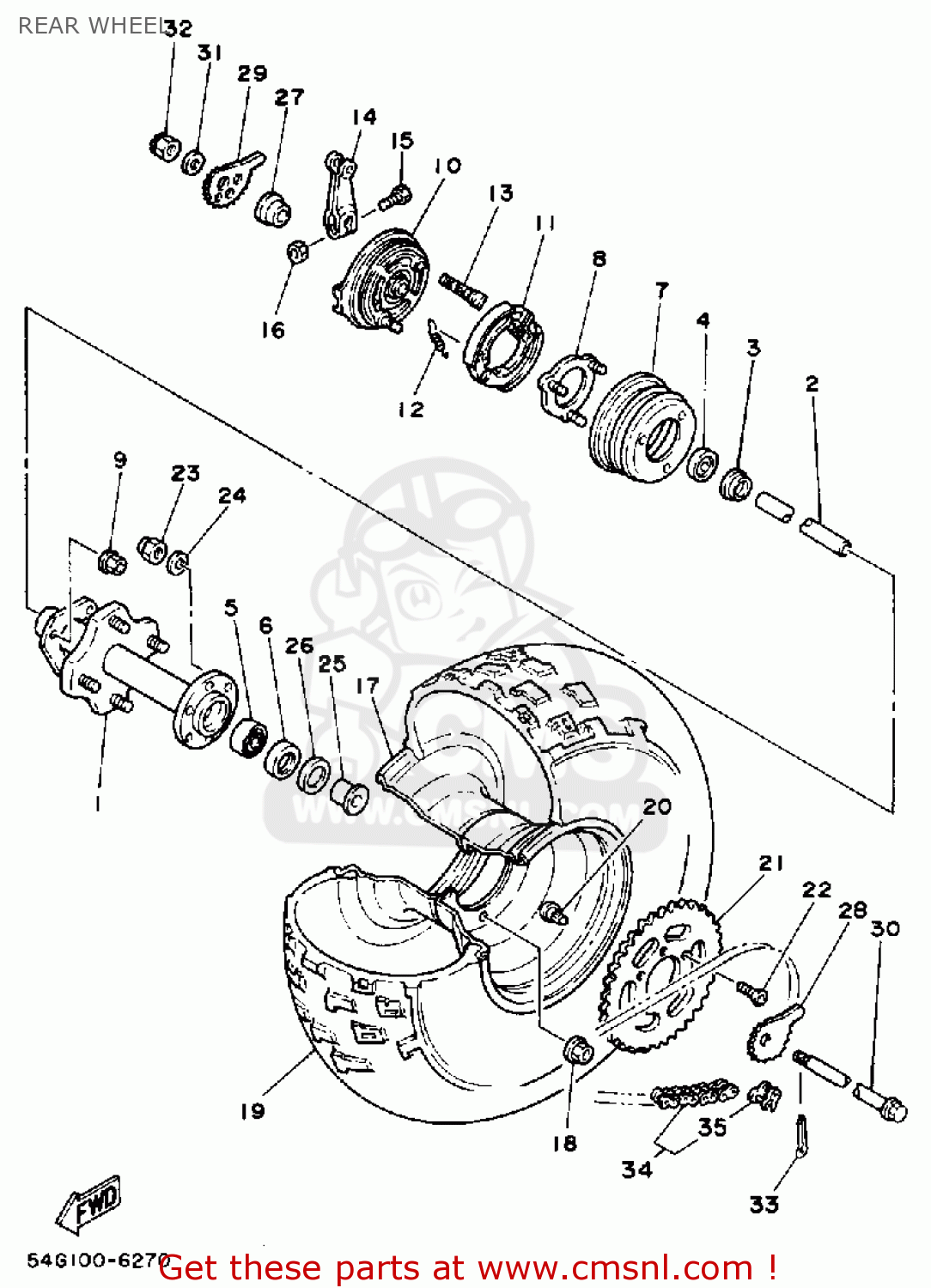 AXLE, WHEEL for BW200E BIG WHEEL 1986 (G) USA order at CMSNL