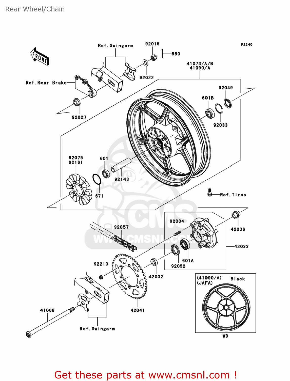 410730153QT: Wheel-assy,rr,g.black Kawasaki - buy the 41073-0153-QT at ...