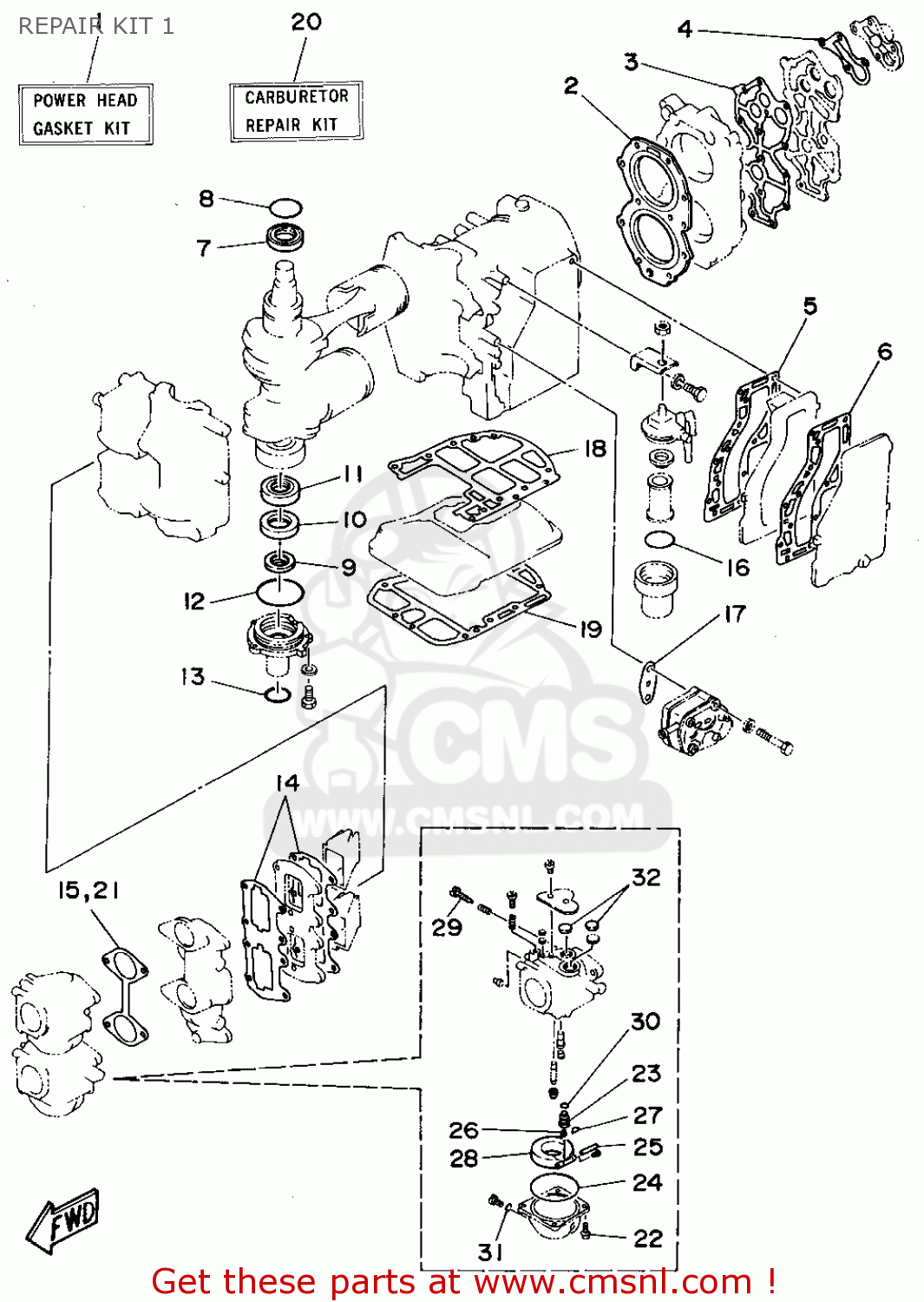 6R6W000102 Power Head Gasket Kit (nas) Yamaha buy the 6R6W000102