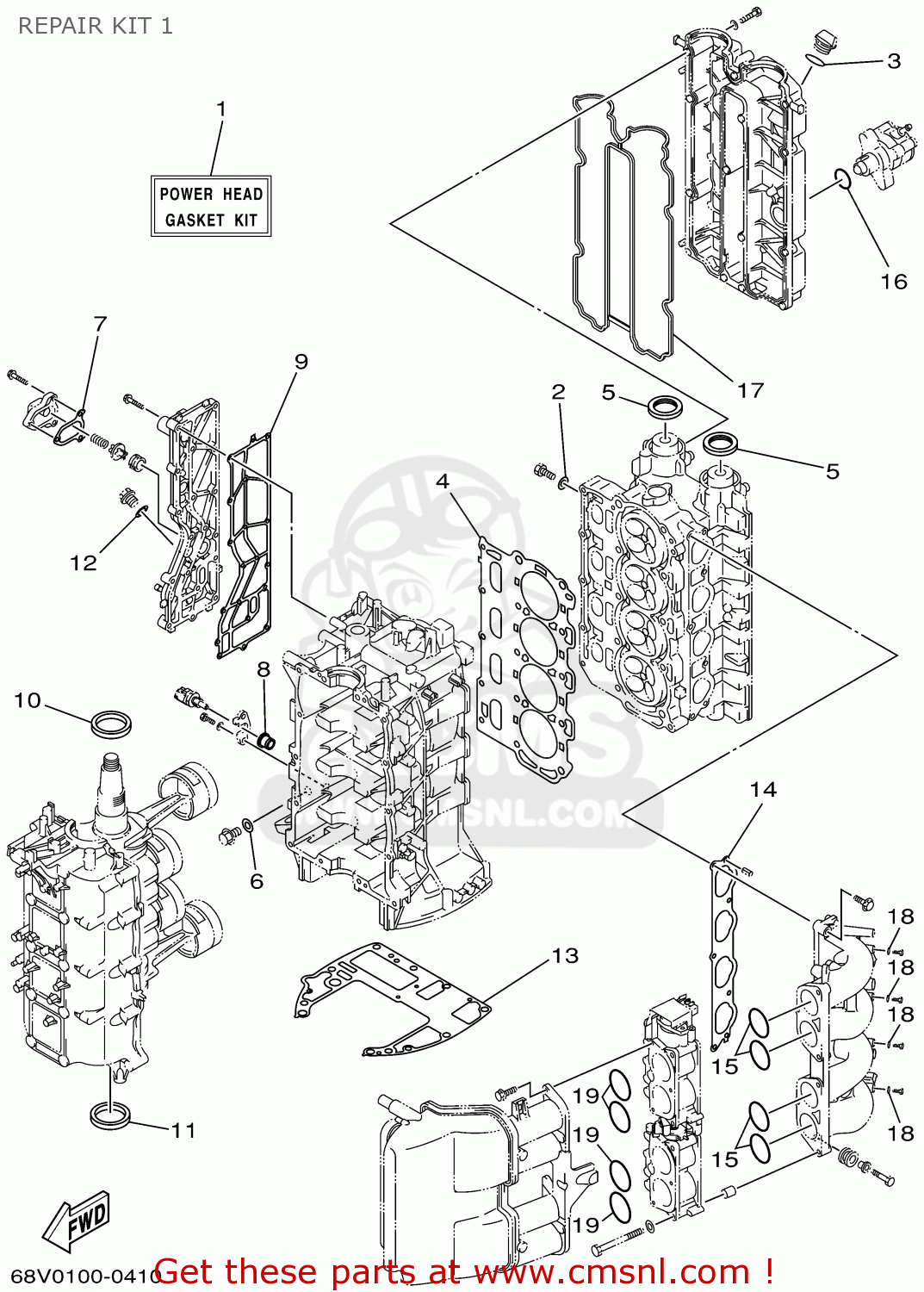 Yamaha POWER HEAD GASKET KIT (NAS) 68VW000101 Yamaha POWER HEAD GASKET KIT (NAS) 68VW000101