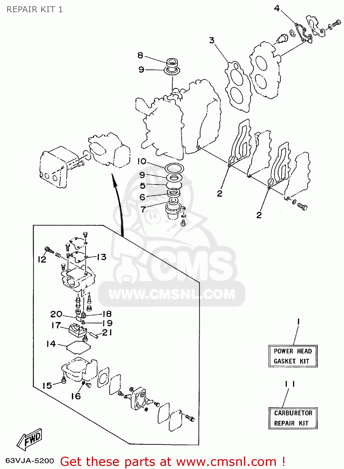 CARBURETOR REPAIR KIT for 9.9/15MHY 2000 order at CMSNL