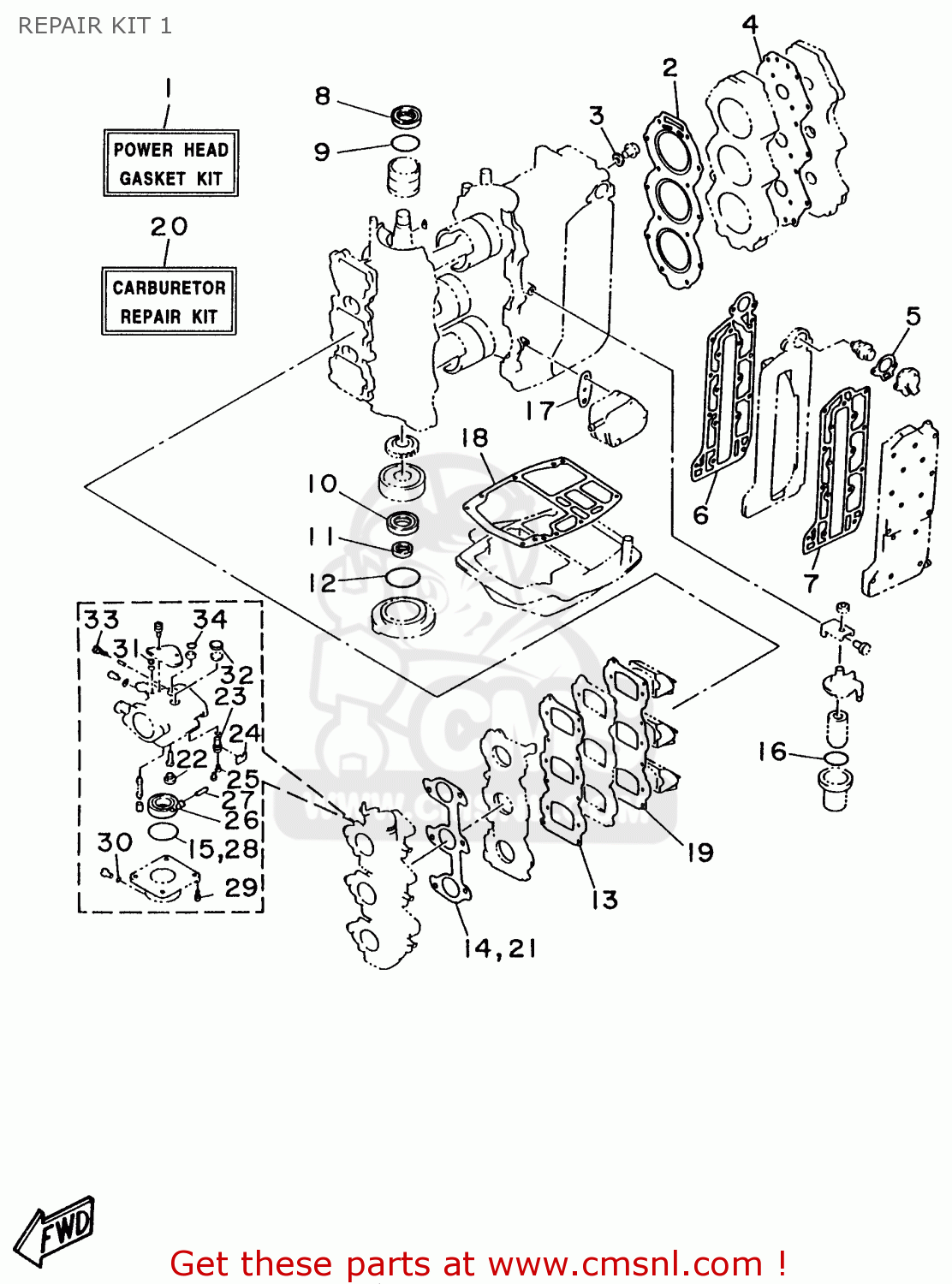 6H2W00930200 (6h3-w0093-02) Carburetor Repair Kit Yamaha - 6H2-W0093-02-00