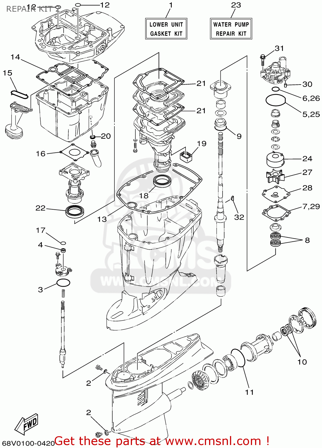 WATER PUMP REPAIR KIT for F115TLRA/TXRA/LF115TXRA 2002 - order at CMSNL