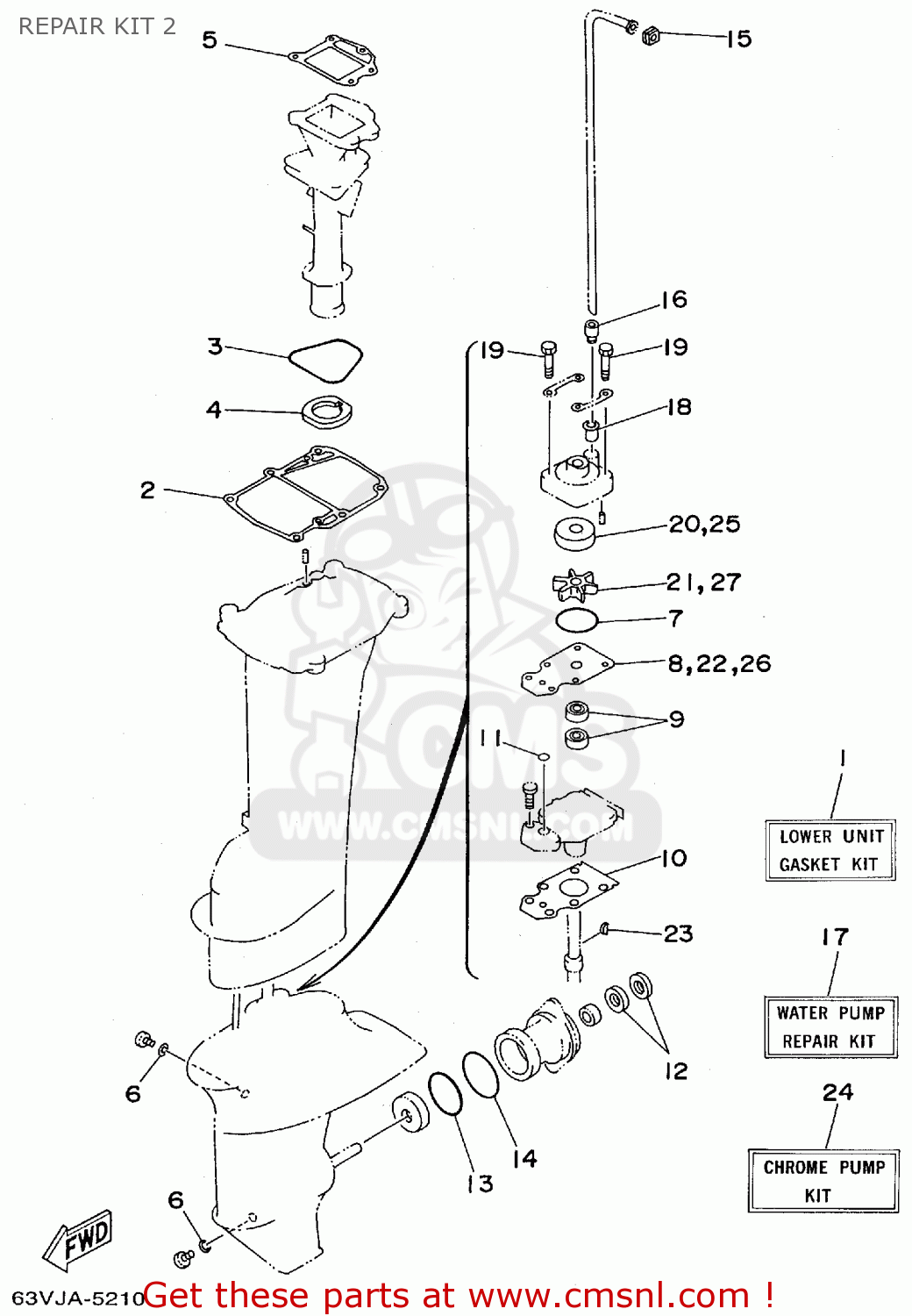 63VW00780A Water Pump Repair Kit Yamaha buy the 63VW00780A at CMSNL