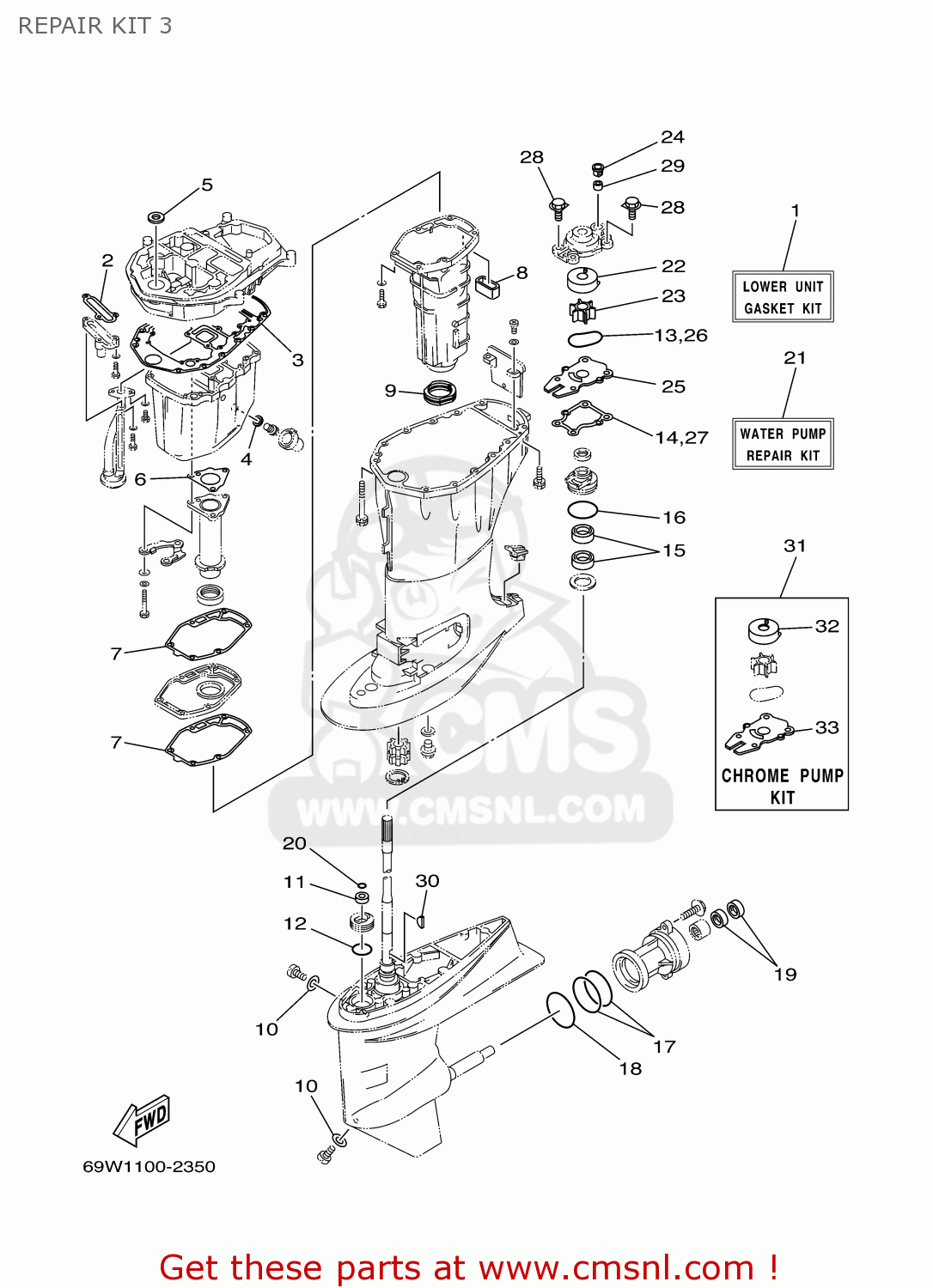 69WW000120 Lower Unit Gasket Kit (nas) Yamaha buy the 69WW000120