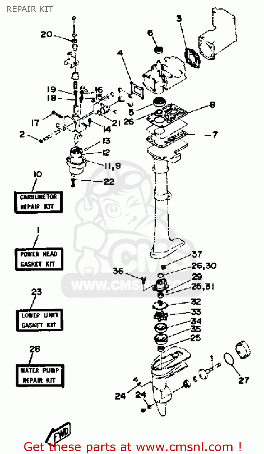 6A1W000122 Lower Unit Gasket Kit Yamaha buy the 6A1W000122 at CMSNL
