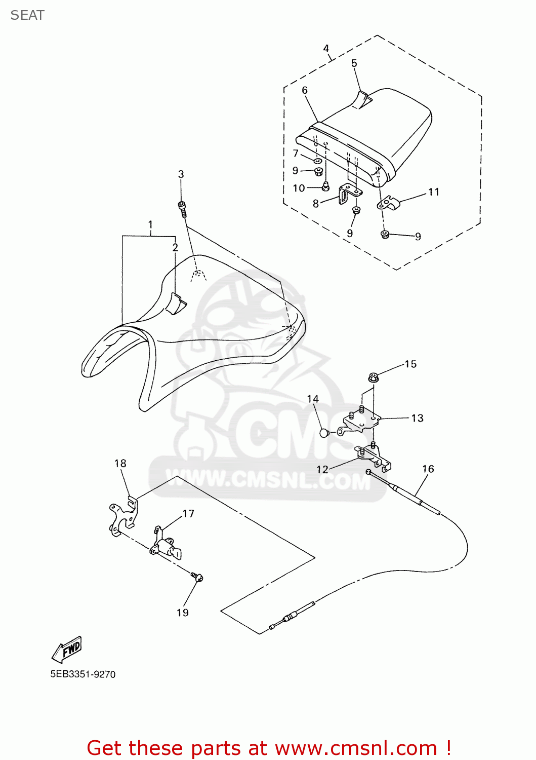 5EB2475000: Tandem Seat Assy Yamaha - buy the 5EB-24750-00 at CMSNL