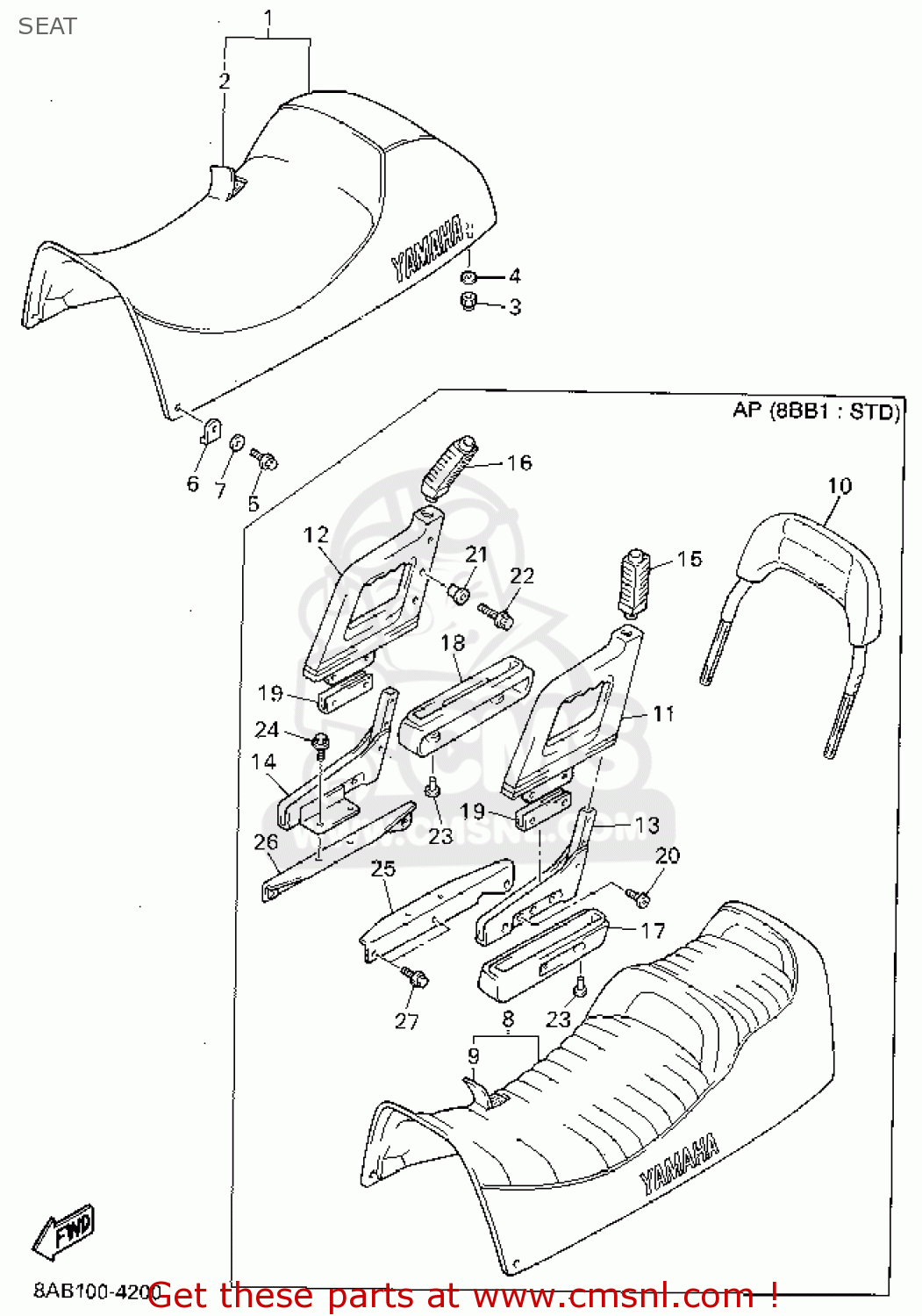 8BB2475H00 Bracket, Seat Lever 1 Yamaha buy the 8BB2475H00 at CMSNL