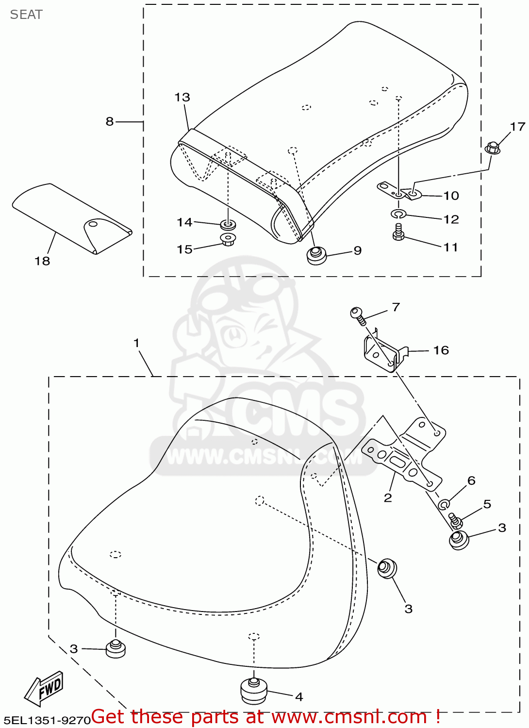 5EL2475J00 Bracket, Seat Lever 2 Yamaha buy the 5EL2475J00 at CMSNL