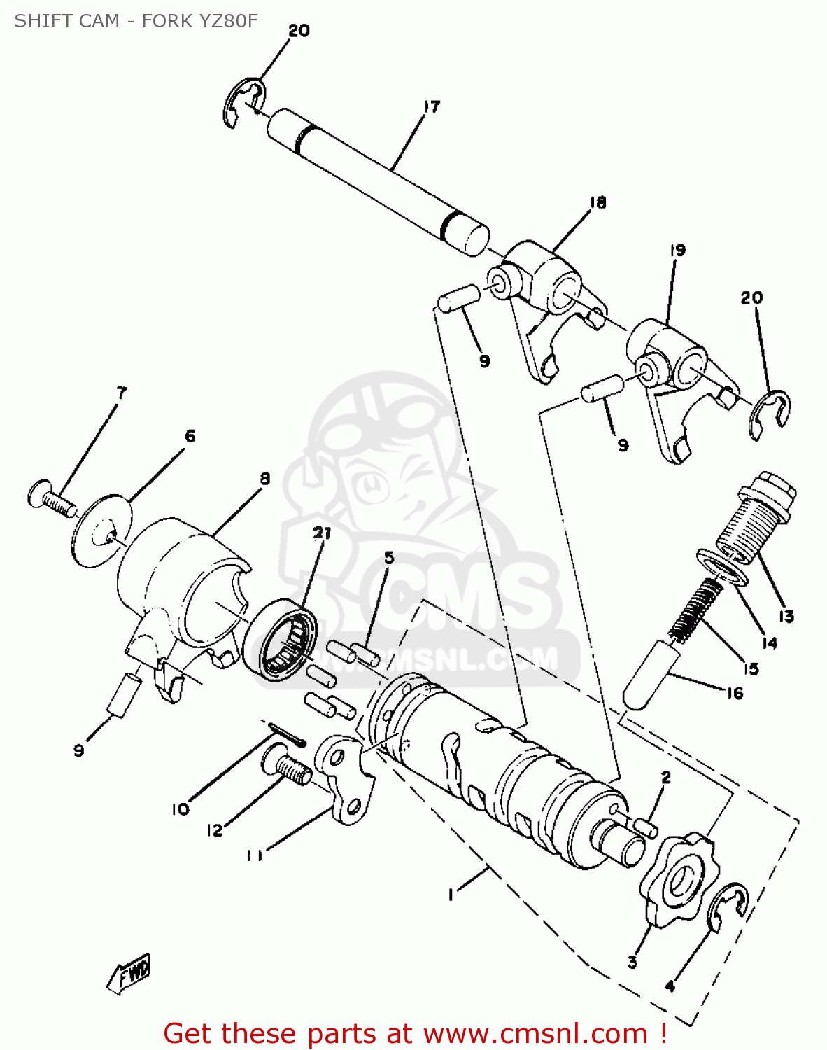 SHIFT CAM ASSY for YZ80 COMPETITION 1979 USA - order at CMSNL