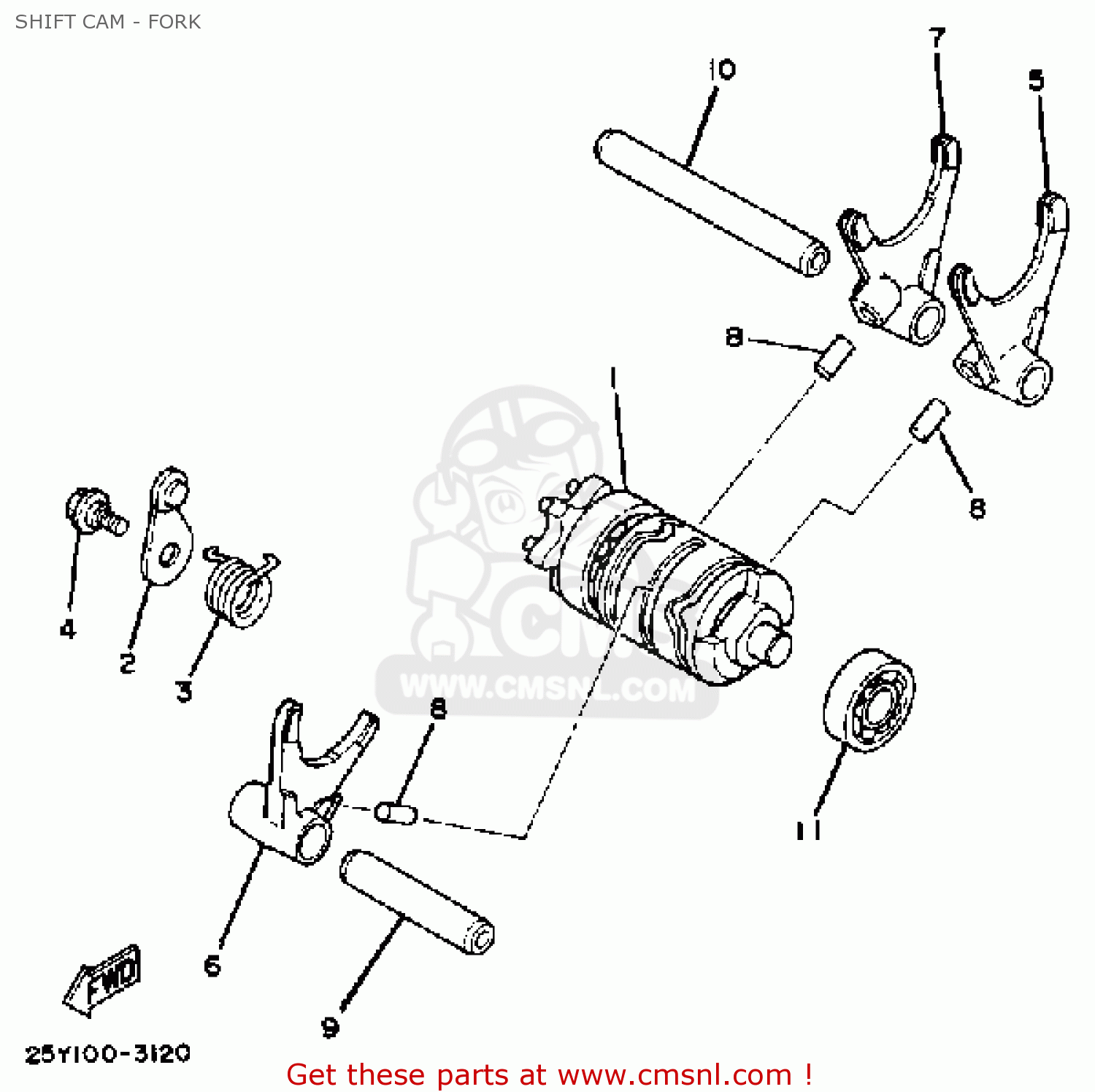 5X51853500 Bar, Shift Fork Guide Yamaha buy the 5X5185350000 at CMSNL