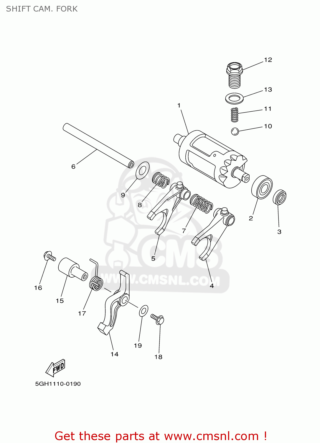 5ND1854000: Shift Cam Assy Yamaha - buy the 5ND-18540-00 at CMSNL