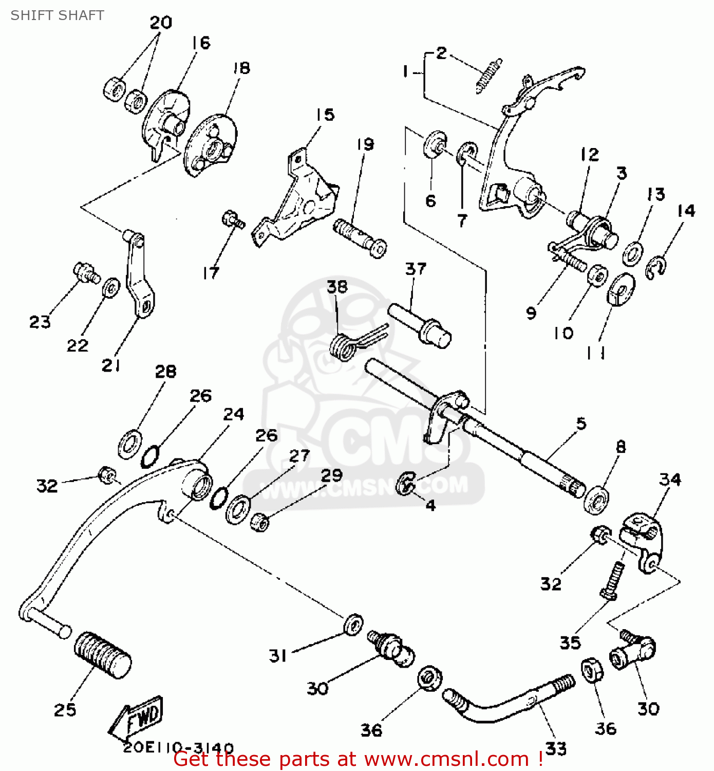 3X31812000 Shift Lever Assy Yamaha buy the 3X31812000 at CMSNL