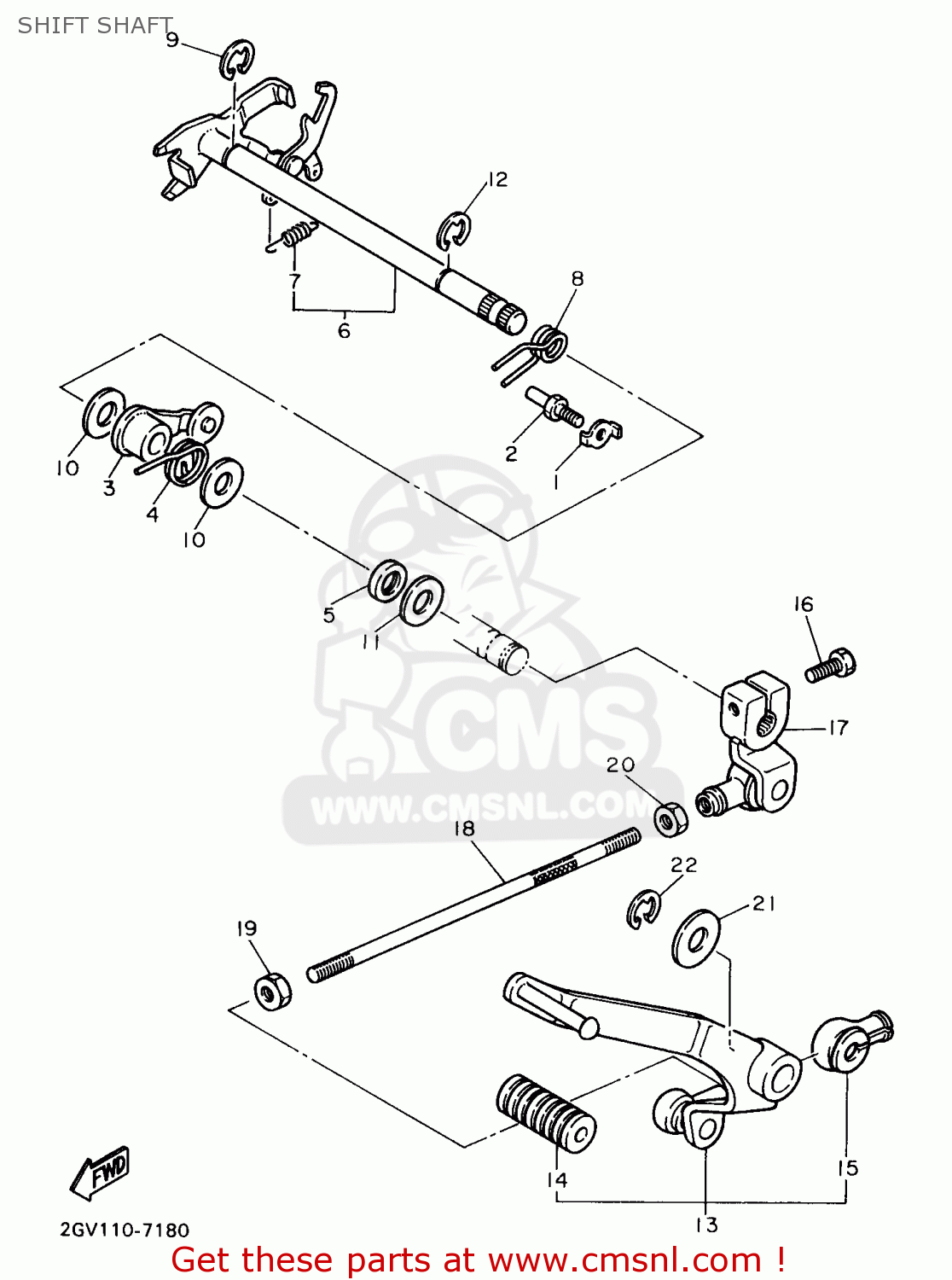 22U1812002 Shift Lever Assy Yamaha buy the 22U181200200 at CMSNL
