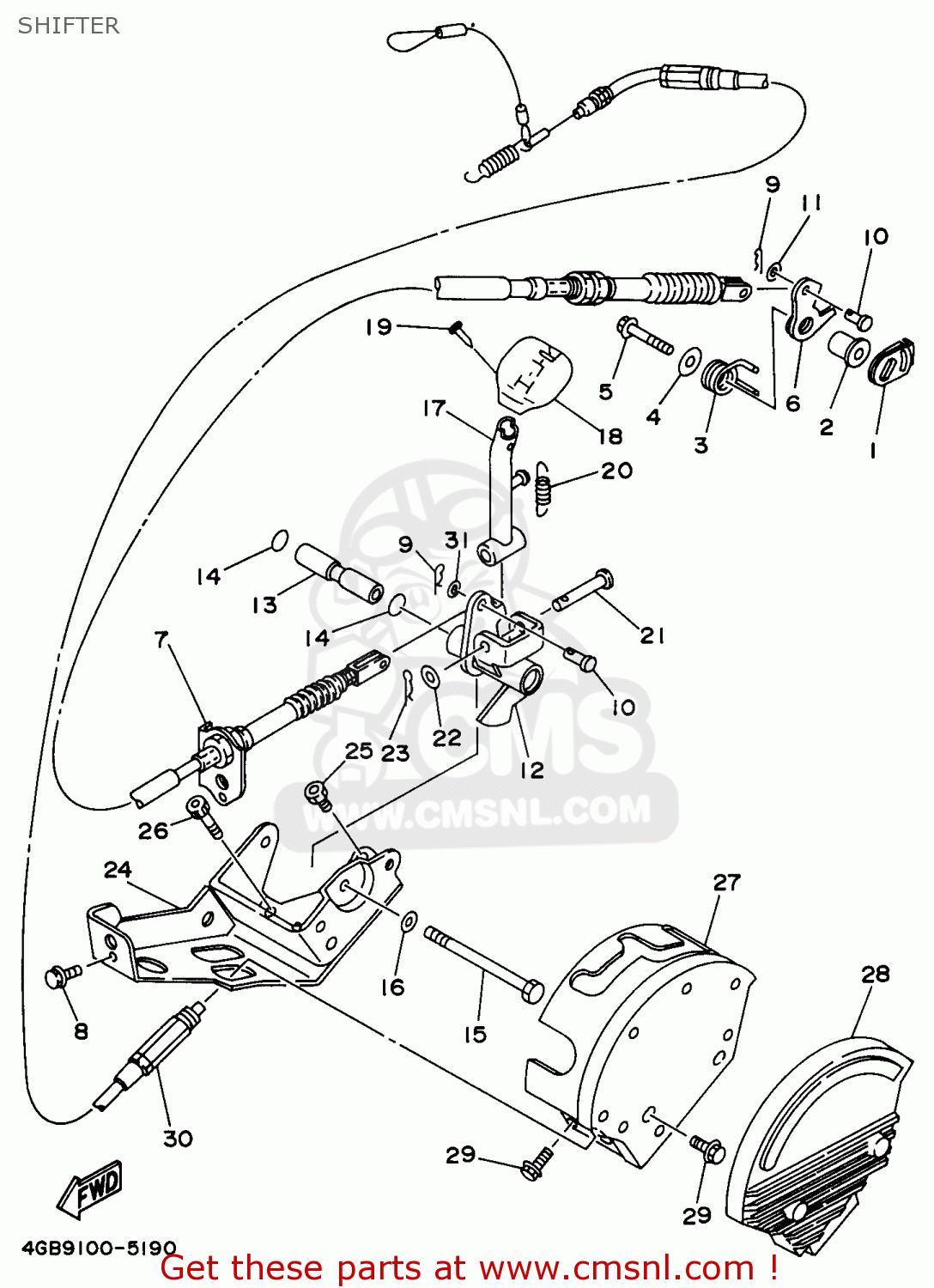 4GB1843101: Bracket, Shifter Yamaha - buy the 4GB-18431-01 at CMSNL