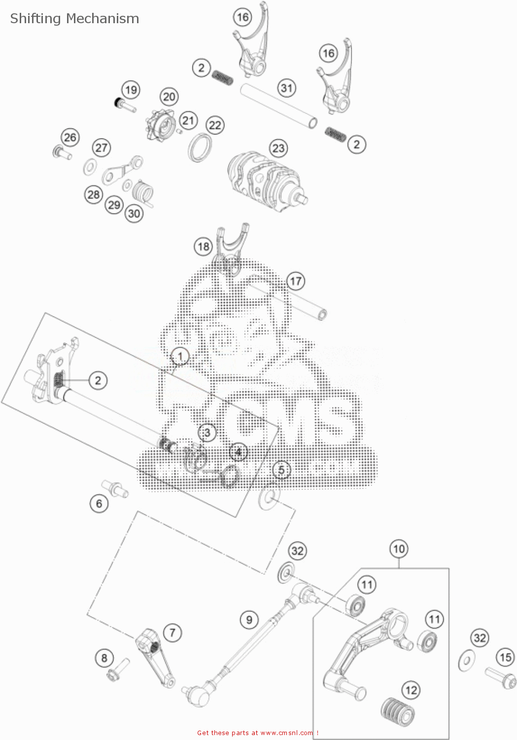Gearbox Shift Rails GEAR SHIFT RAIL for 390 Adventure, orange - B.D. EU 2020 - order at CMSNL