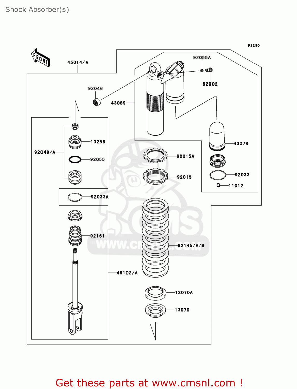 461020137: Rod,shockabsorber Kawasaki - buy the 46102-0137 at CMSNL