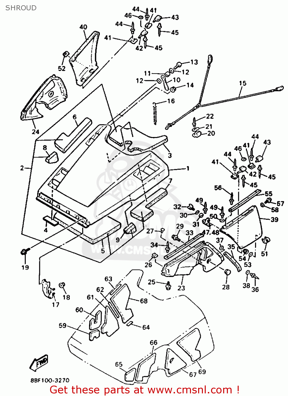8BF7711100: Shroud Assy Yamaha - buy the 8BF-77111-00 at CMSNL